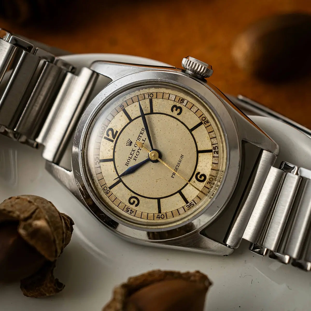 ROLEX プッシュピン ケース付き ロレックス ピンホール 18金無垢ケース、ブレス 1977年製