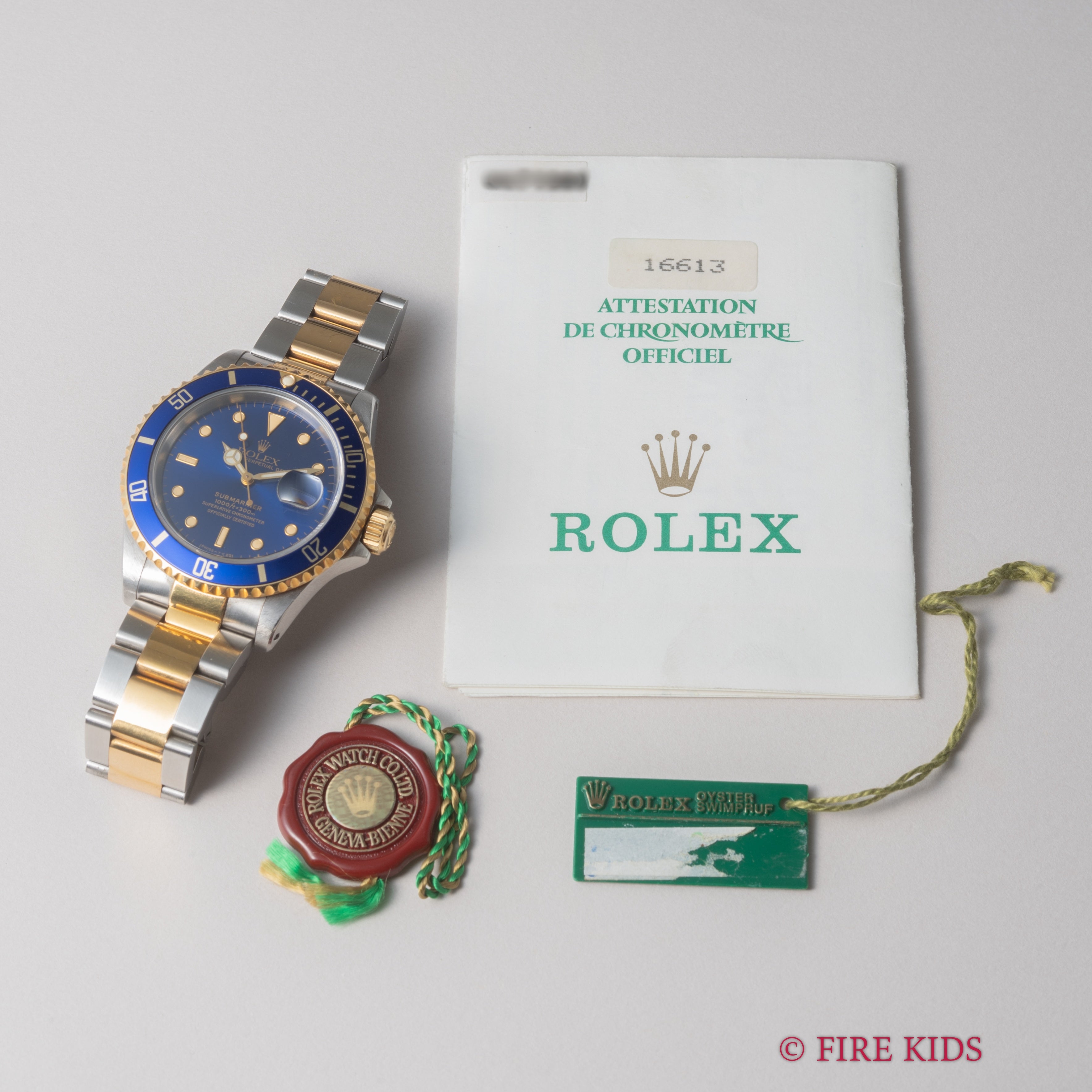 ロレックス 青サブマリーナー 1991年製 Ref.16613 コンビ 青サブ ギャラ、タグ付き
