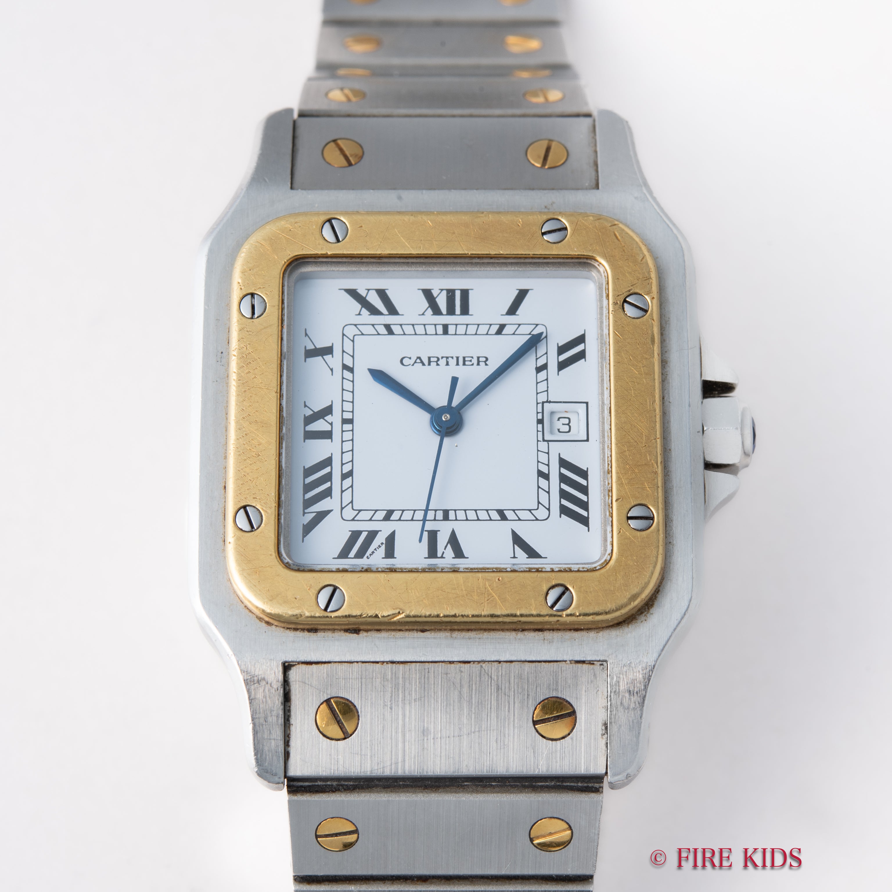 カルティエ サントス LMサイズ コンビ 自動巻き 1980年代製 ホワイトローマン