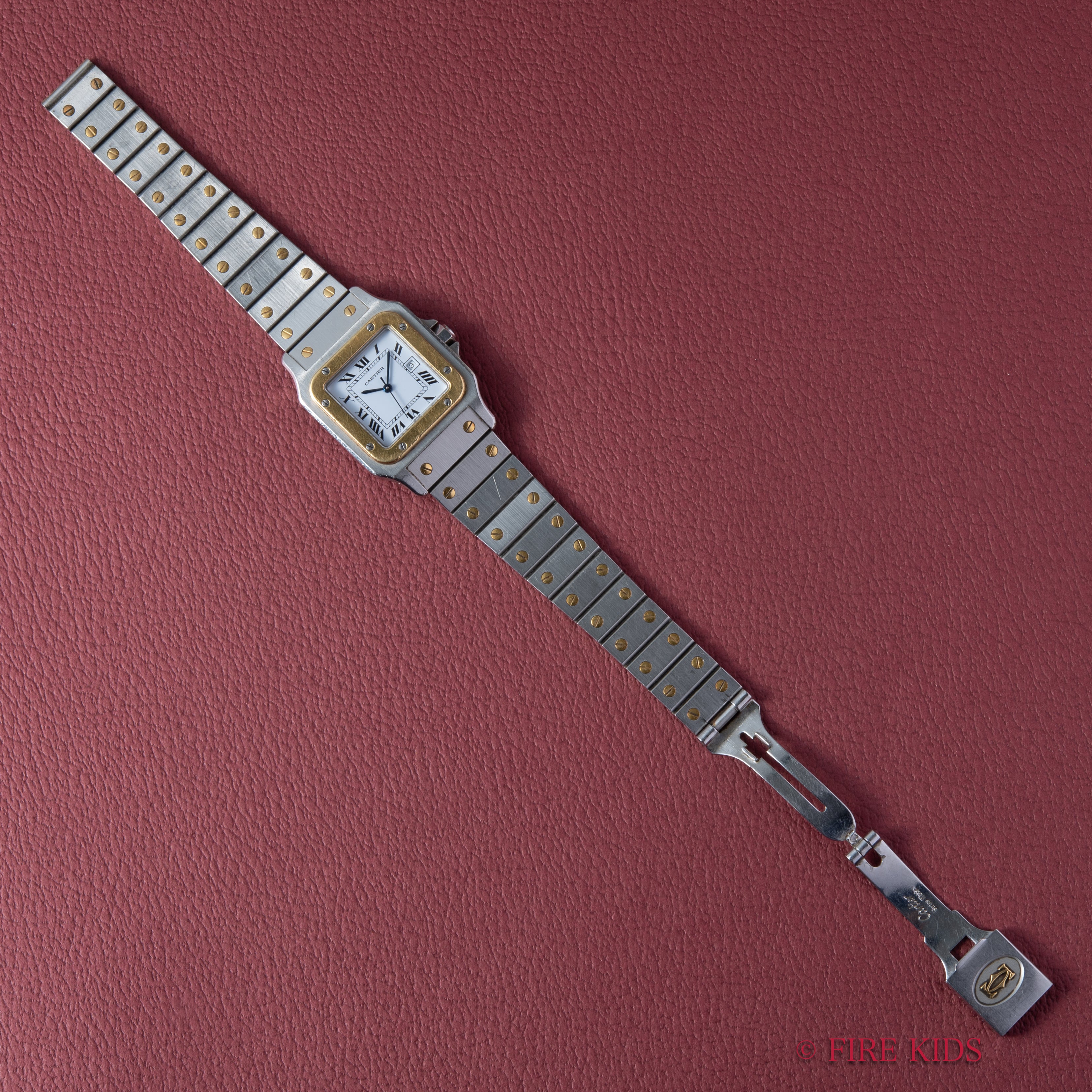 カルティエ サントス LMサイズ コンビ 自動巻き 1980年代製 ホワイトローマン