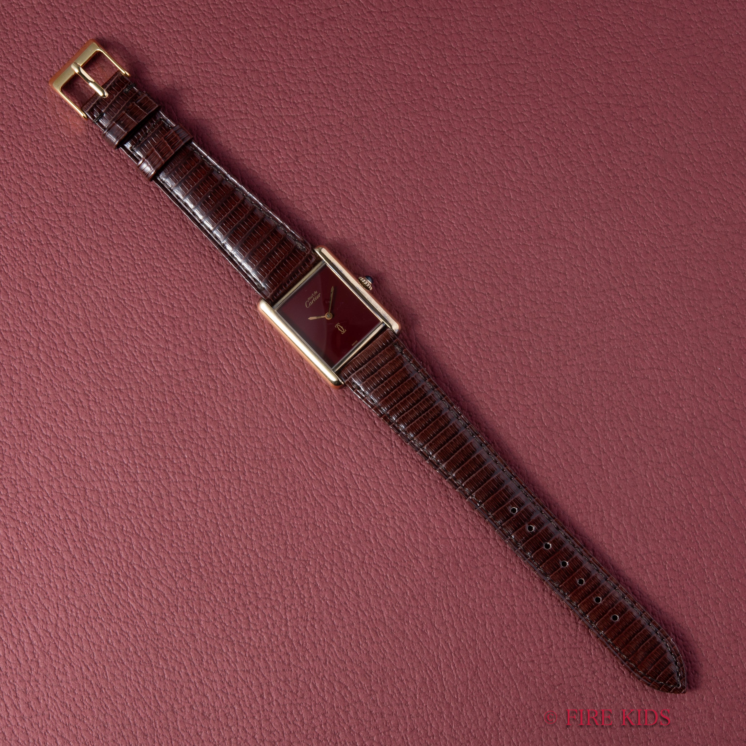 カルティエ マストタンク 1980年代製 LMサイズ 手巻き ガーネットダイヤル