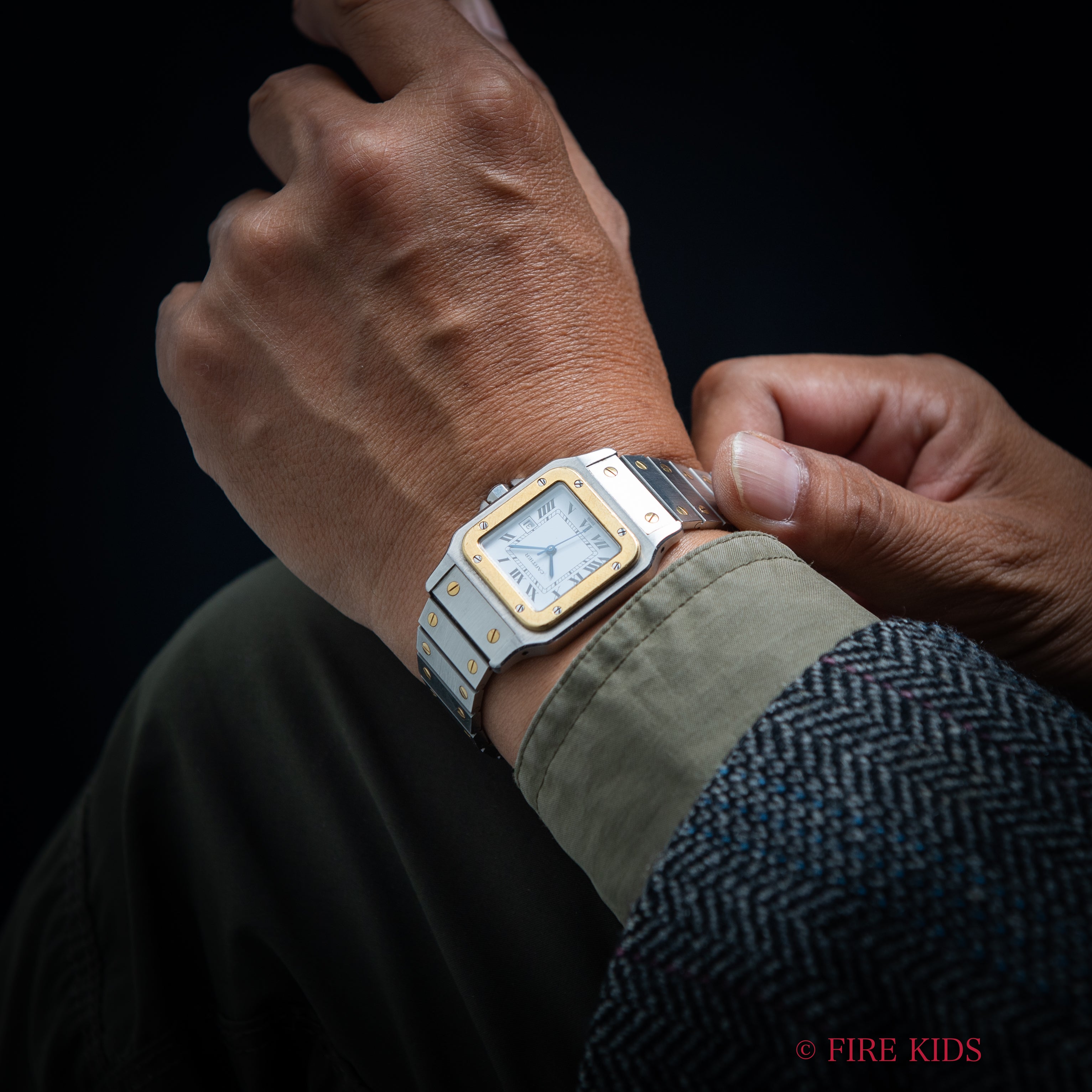 カルティエ サントス LMサイズ コンビ 自動巻き 1980年代製 ホワイトローマン