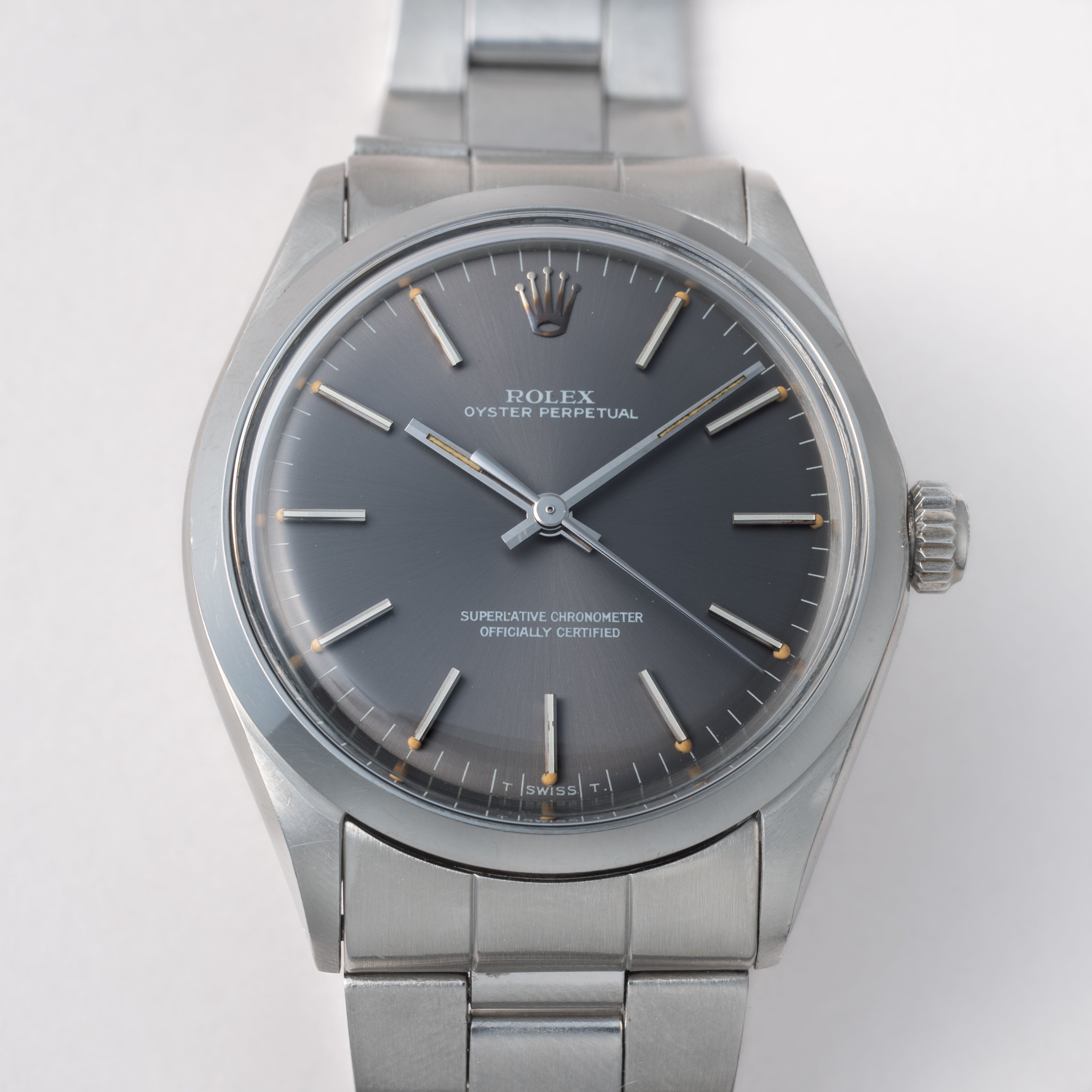 ロレックス オイスターパーペチュアル 1971年製 Ref.1002 グレーダイヤル 純正巻きブレス