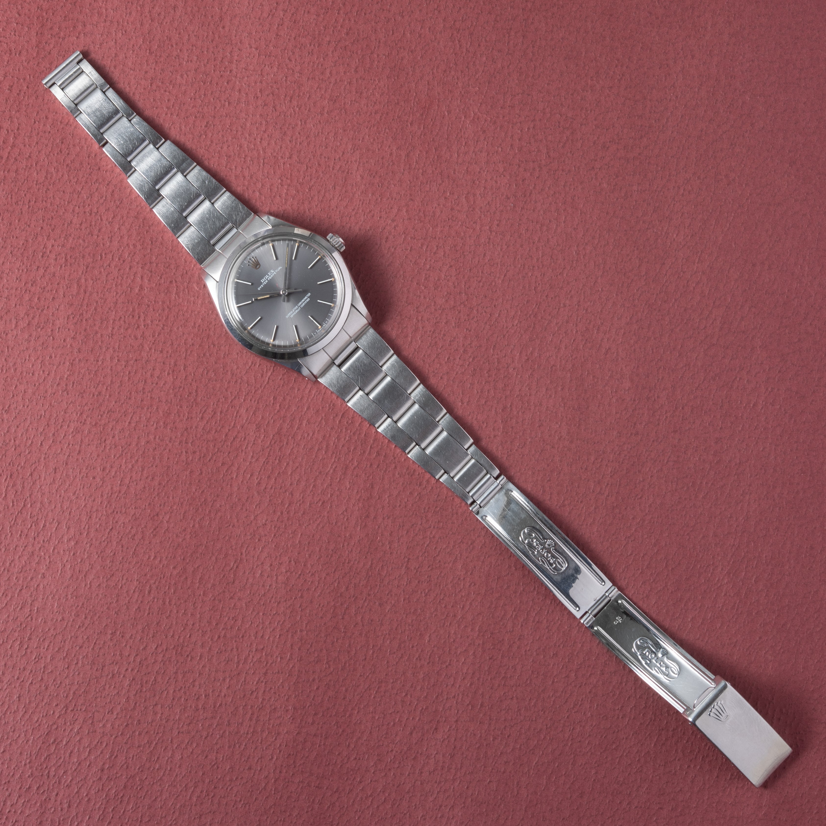 ロレックス オイスターパーペチュアル 1971年製 Ref.1002 グレーダイヤル 純正巻きブレス