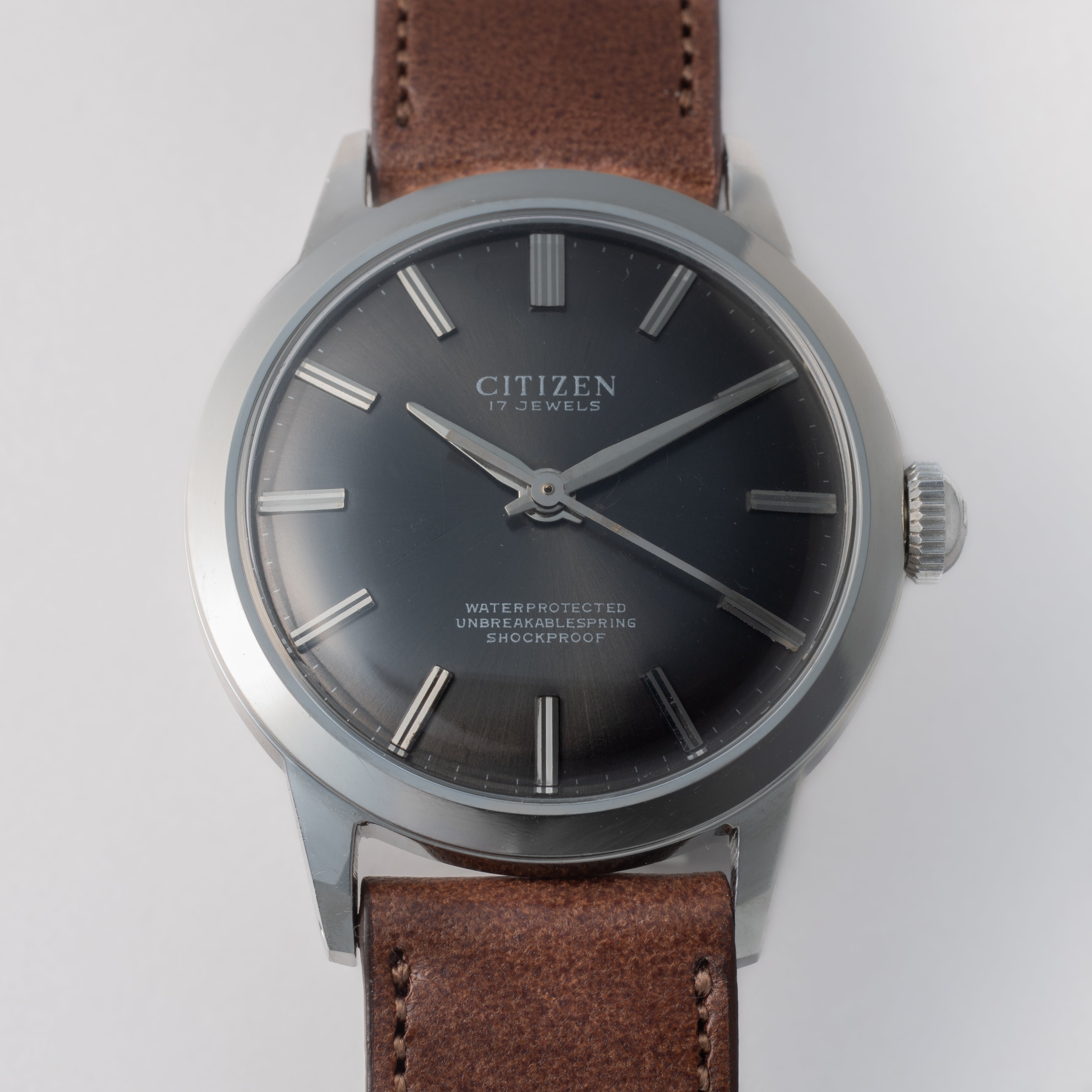 シチズン 輸出モデル 防水ラウンドケース 1969年製 Ref.4-020189TA グレーダイヤル 手巻き