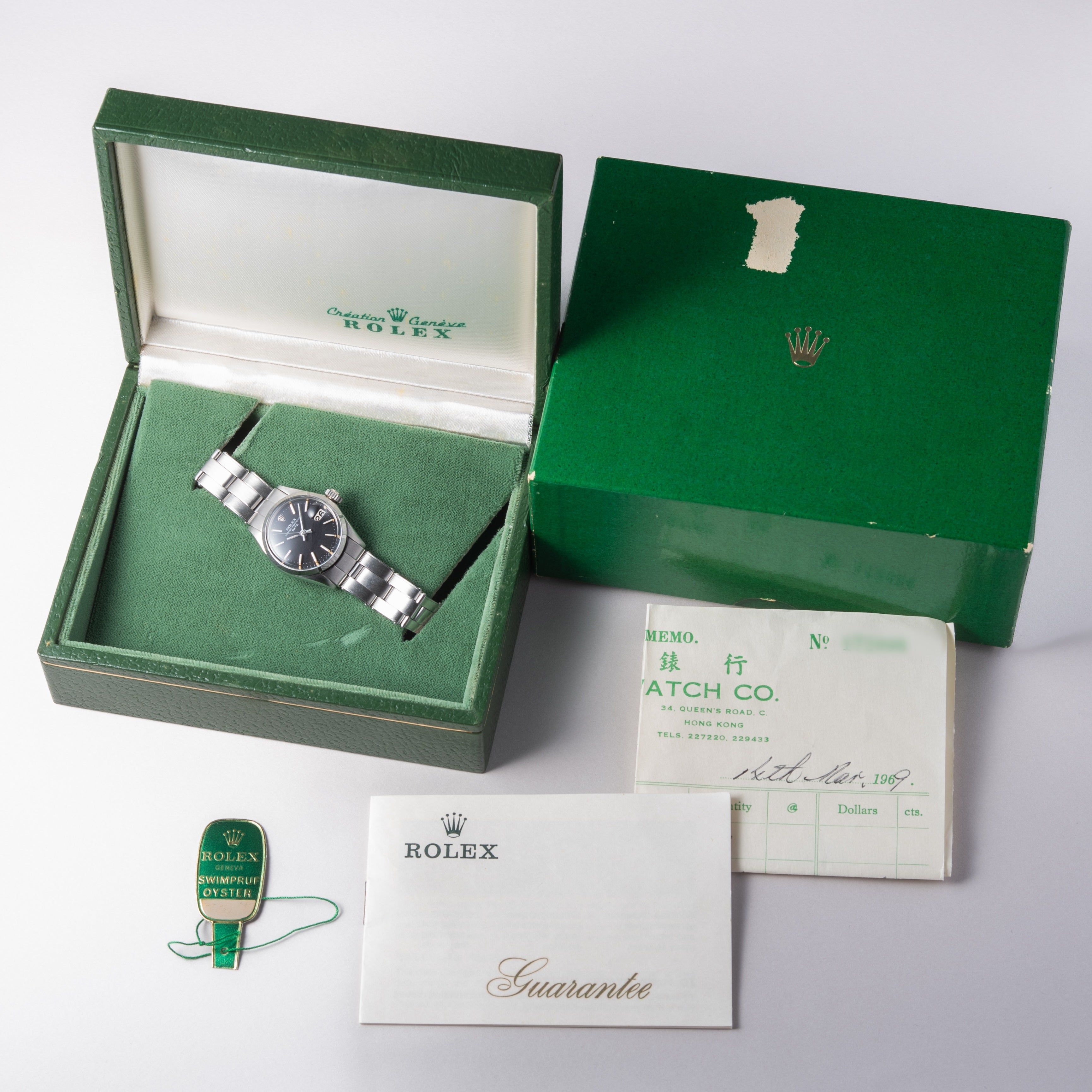ロレックス オイスターパーペチュアルデイト レディース 1968年製 Ref.6519 箱、ギャラ付き