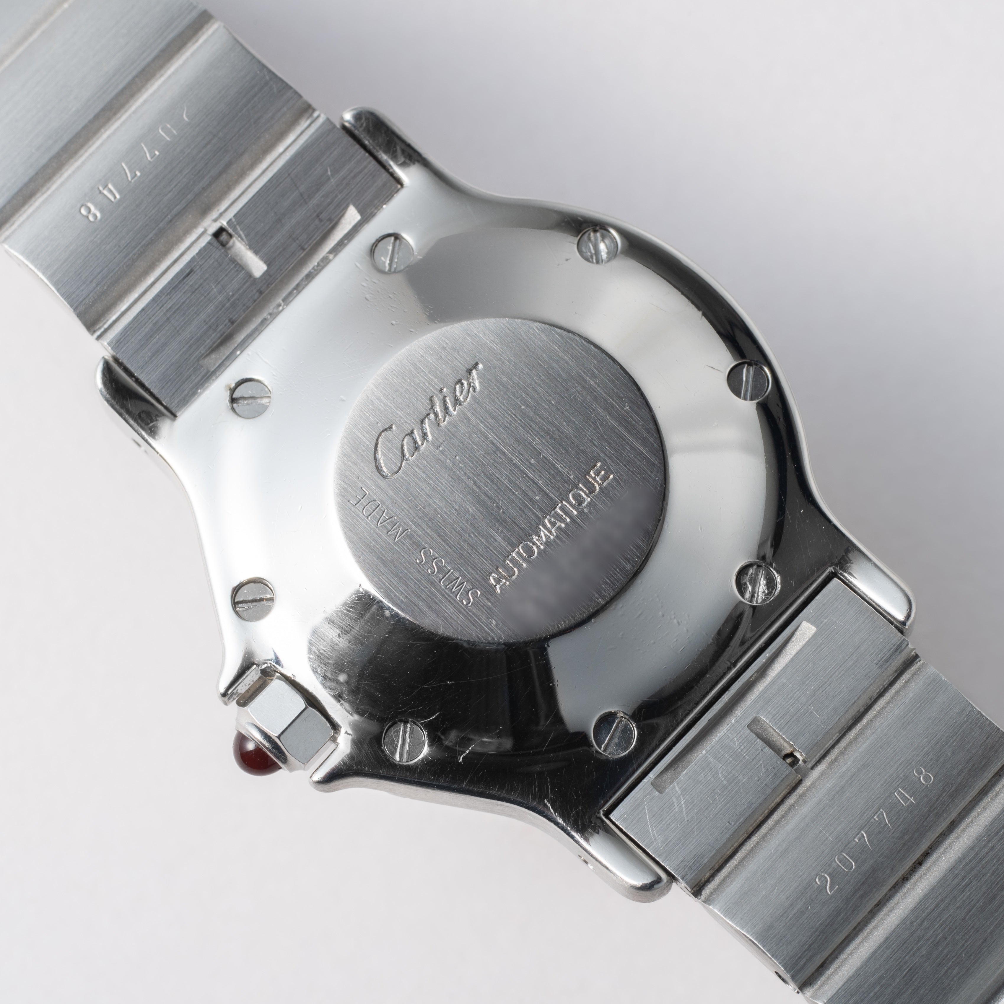 カルティエ サントス オクタゴン 1980年代製 Ref.2965 LMサイズ SS ガーネットダイヤル