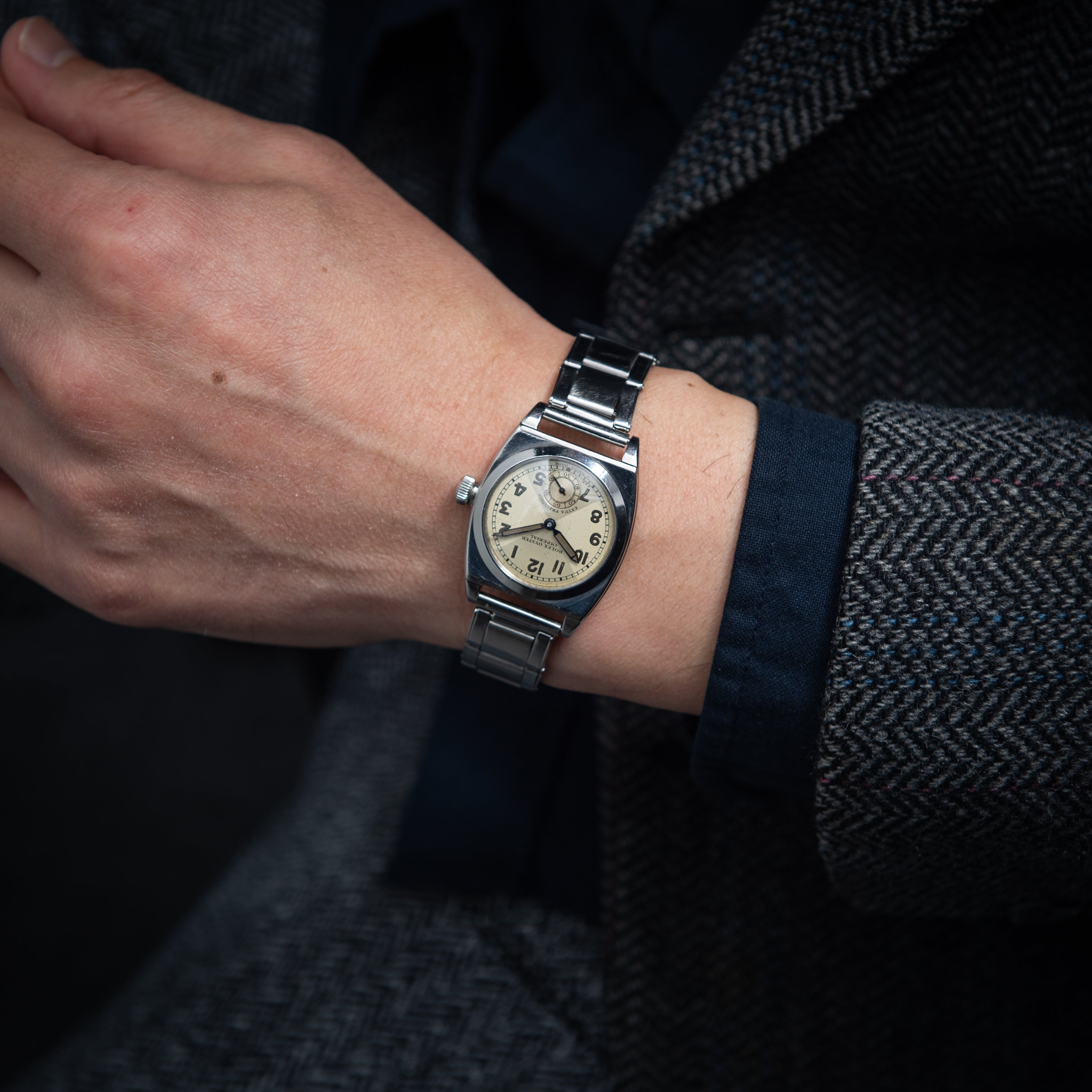 ロレックス オイスター インペリアル バイセロイケース 1940年製 Ref.3116 クリスクロスダイヤル BEAU BRUMMEL社製ブレス