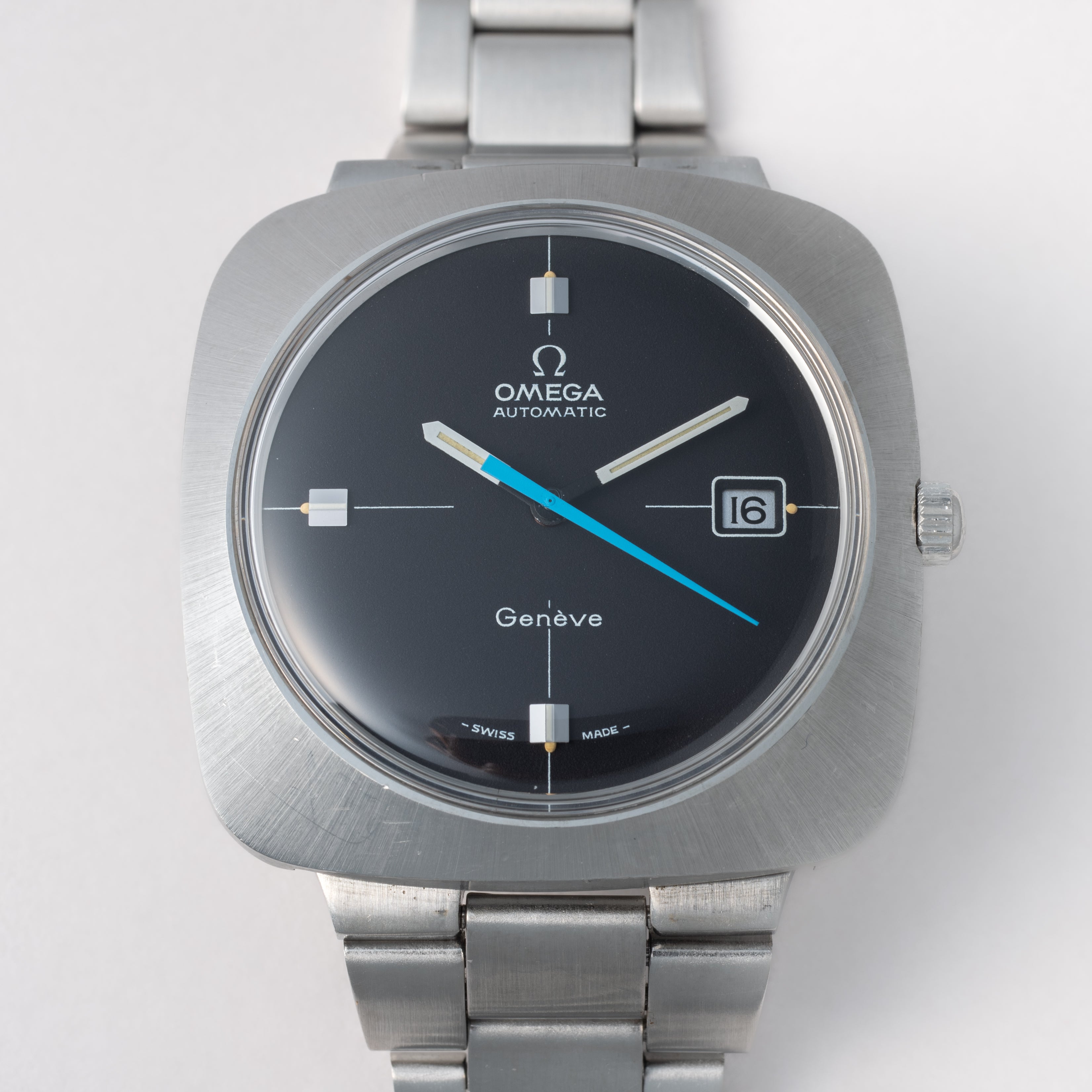 オメガ ジュネーブ 自動巻 1970年製/昭和45年製 Ref.166.081 純正ブレス付き ブルー秒針