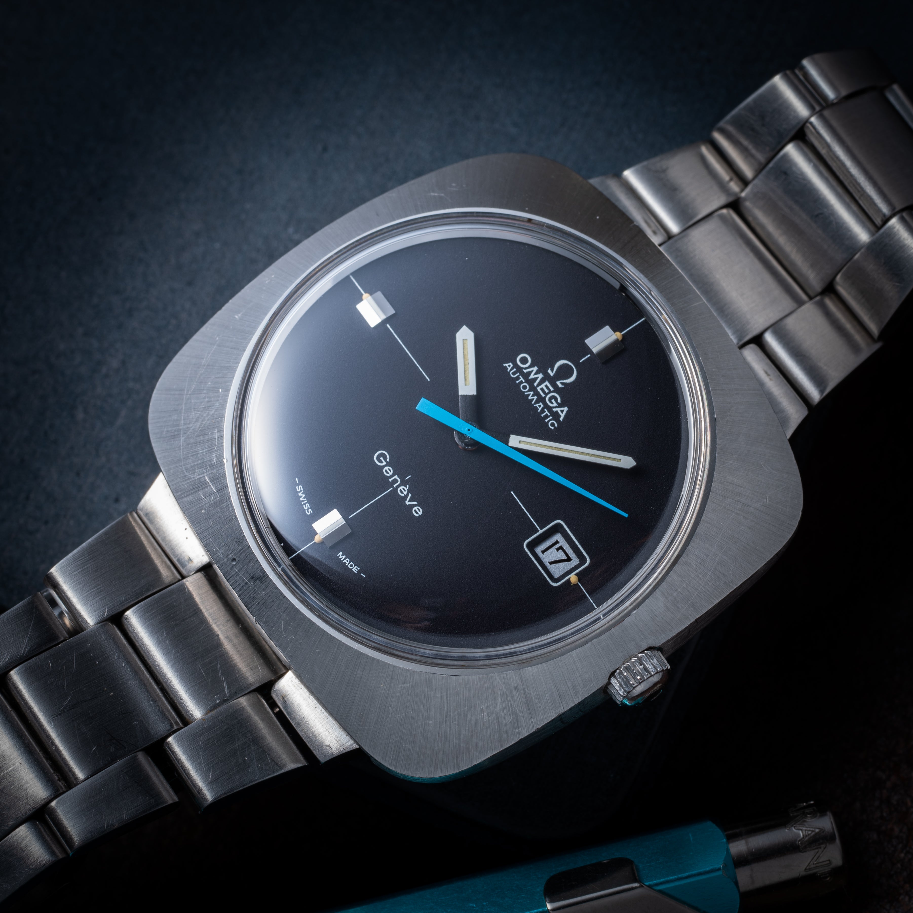 オメガ ジュネーブ 自動巻 1970年製/昭和45年製 Ref.166.081 純正ブレス付き ブルー秒針