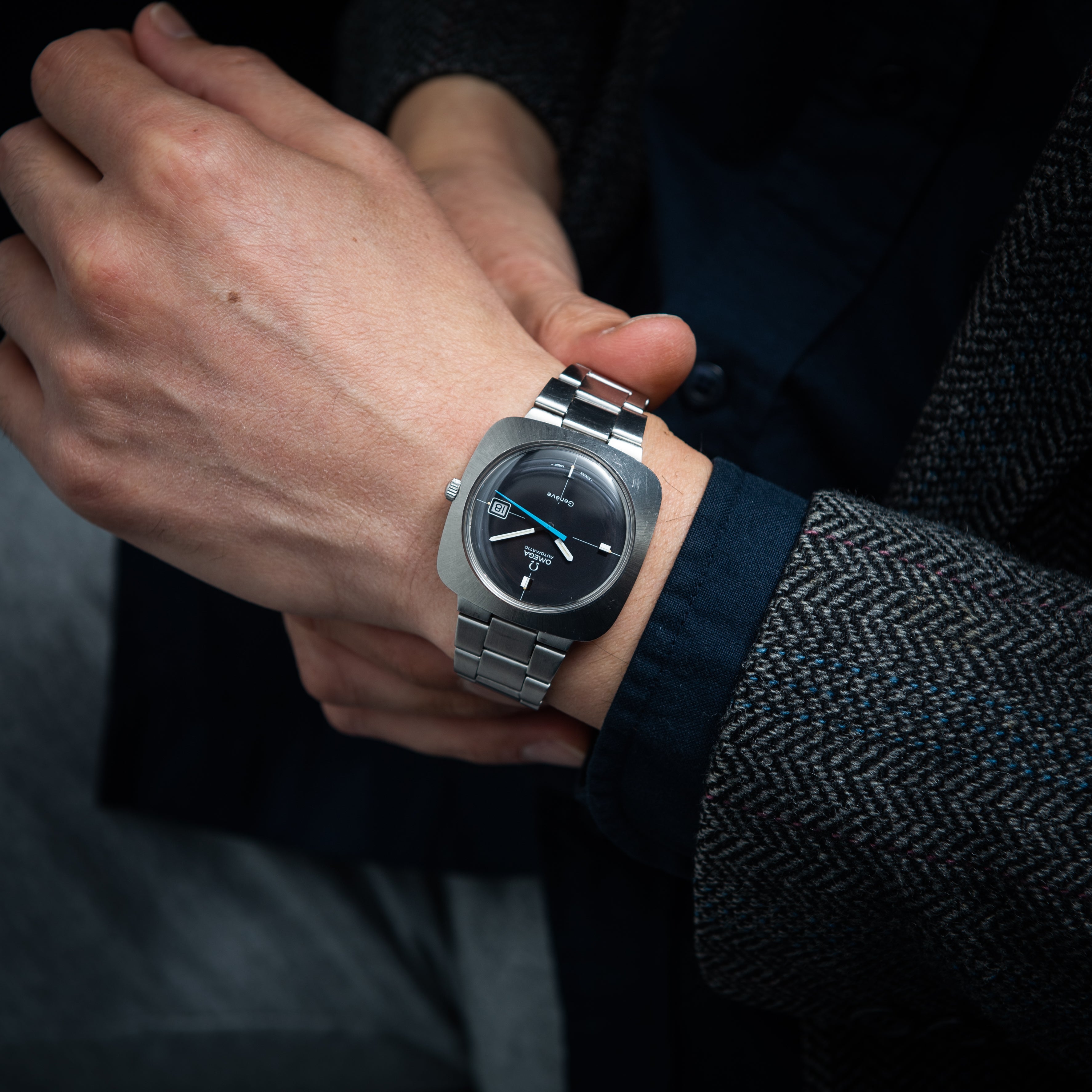 オメガ ジュネーブ 自動巻 1970年製/昭和45年製 Ref.166.081 純正ブレス付き ブルー秒針