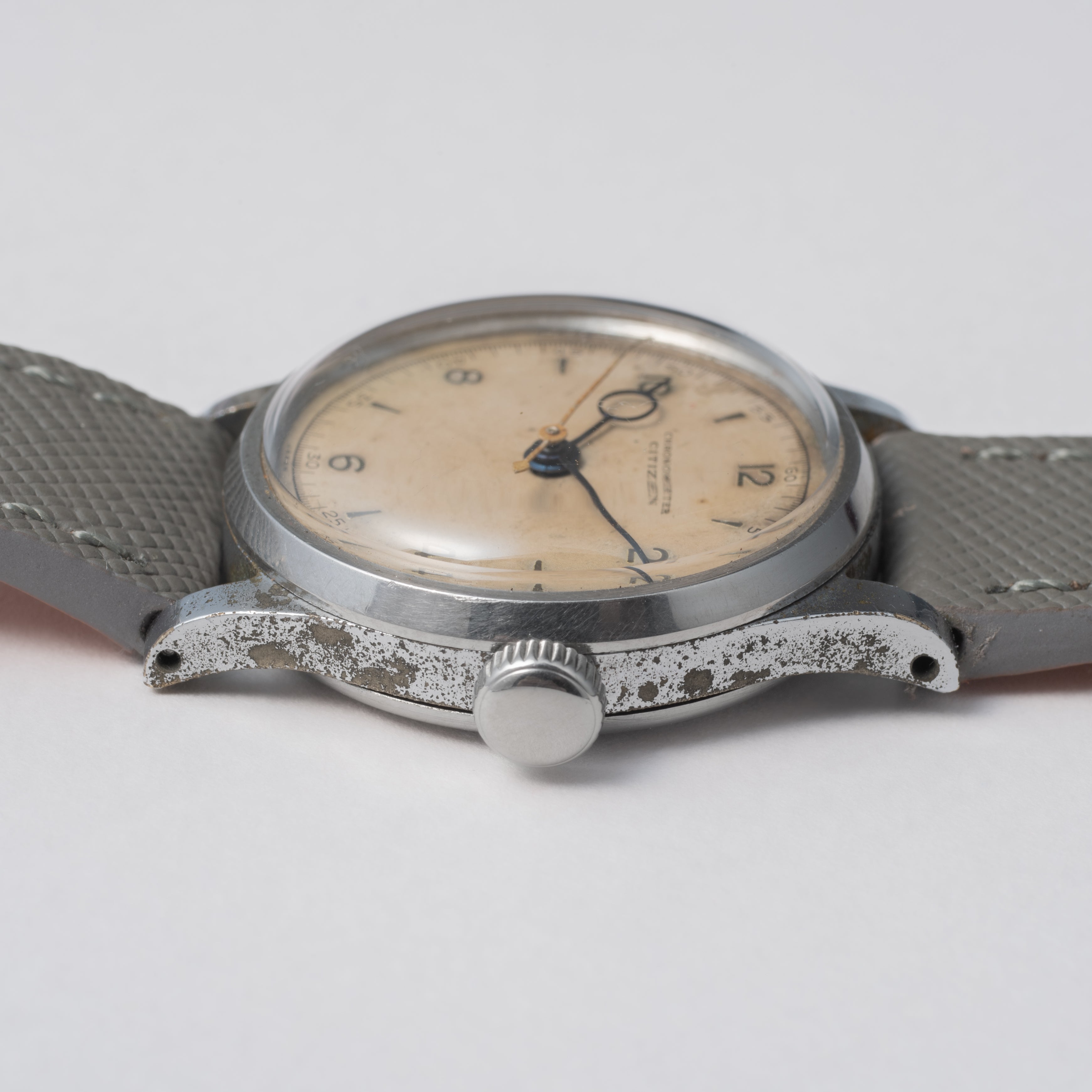 シチズン 1950年代製 センターセコンド ブルースチール クロノメーター 手巻き 飛びアラビアダイヤル