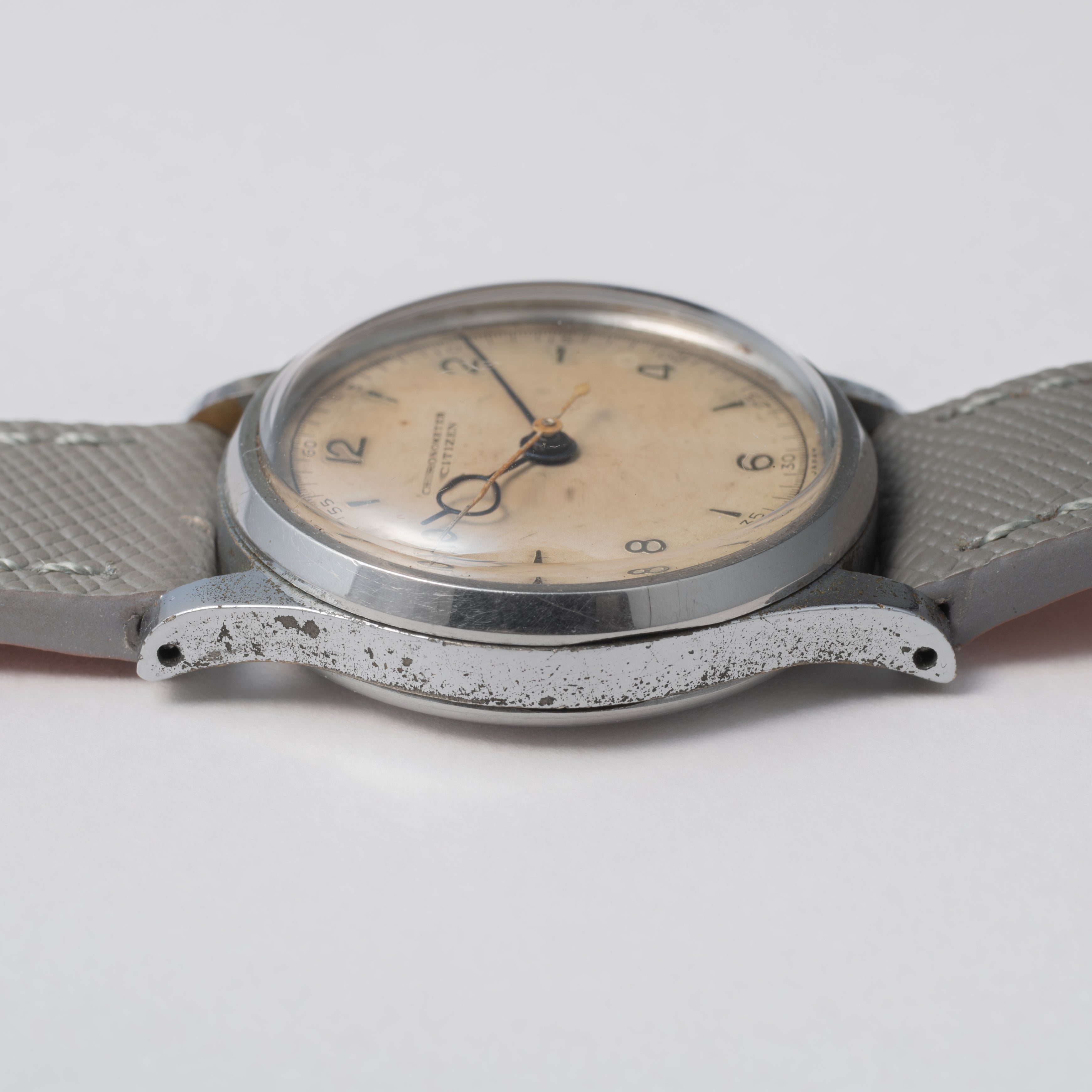 シチズン 1950年代製 センターセコンド ブルースチール クロノメーター 手巻き 飛びアラビアダイヤル