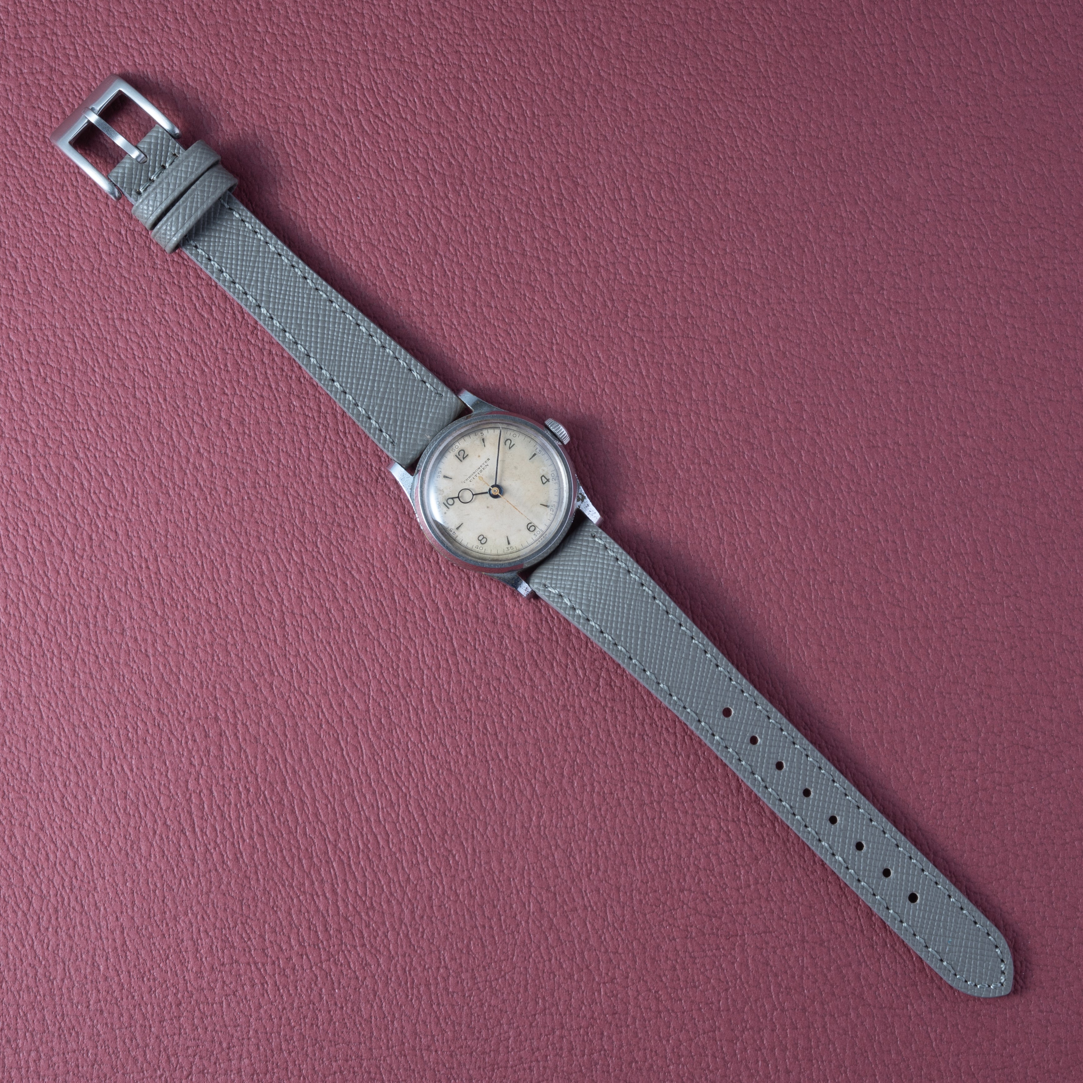 シチズン 1950年代製 センターセコンド ブルースチール クロノメーター 手巻き 飛びアラビアダイヤル