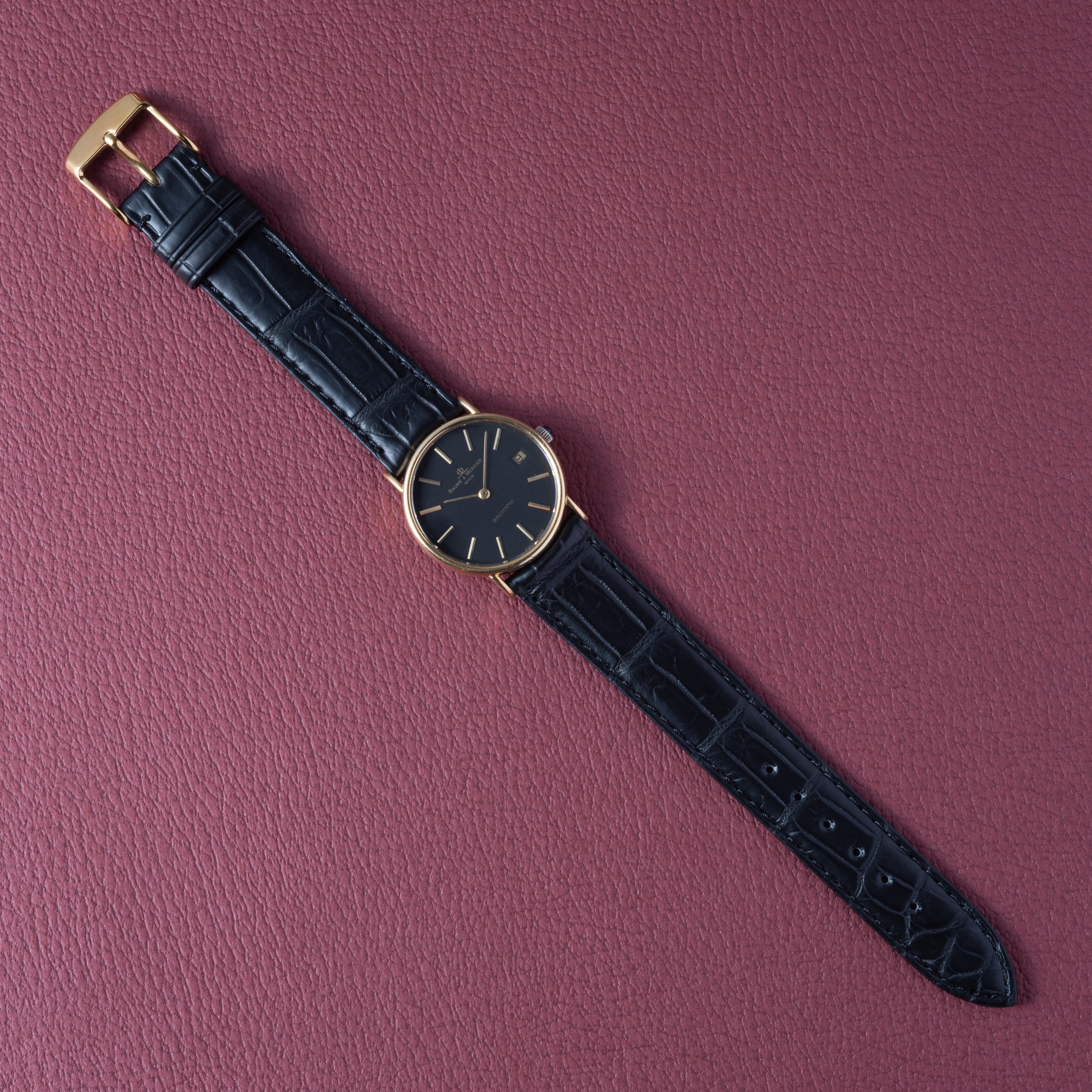 ボーム&メルシエ 18金無垢ボウマチック 18KYG ブラック 自動巻き