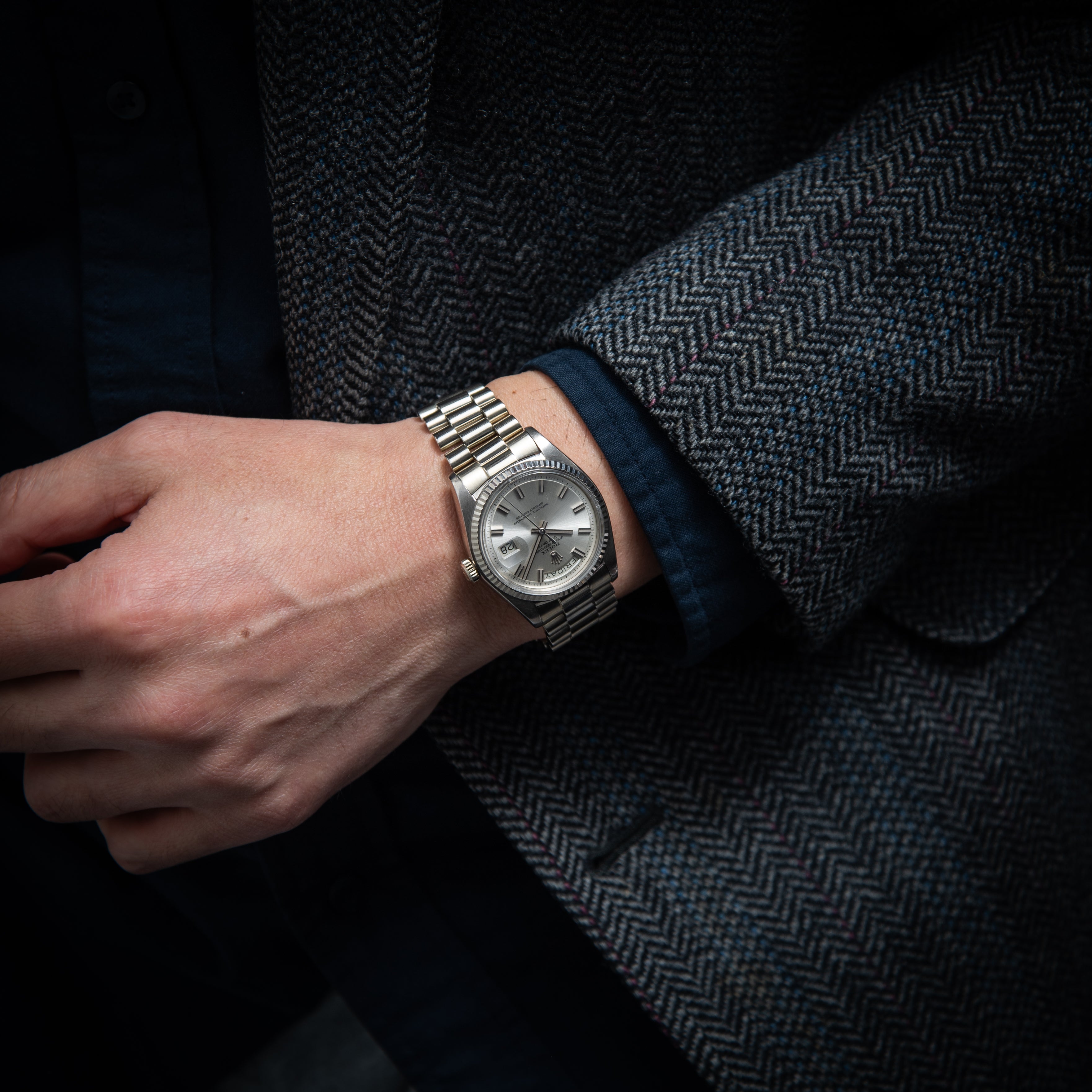 ロレックス 18金無垢ホワイトゴールド デイデイト 1973年製 Ref.1803 18金無垢WGプレジデントブレ