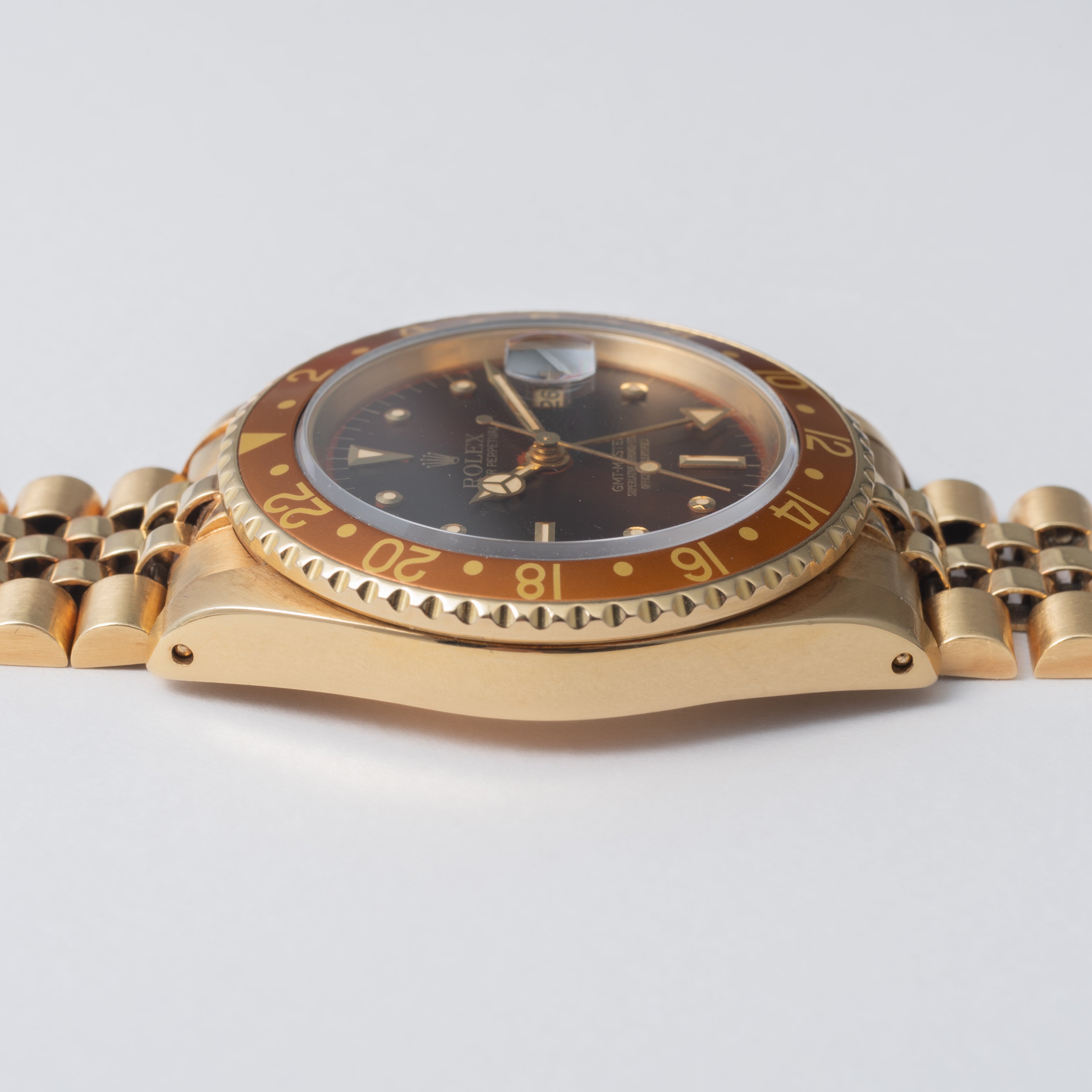 ロレックス GMTマスター 18金無垢茶ツボ 1981年製 Ref.16758 純正18金無垢ジュビリーブレス