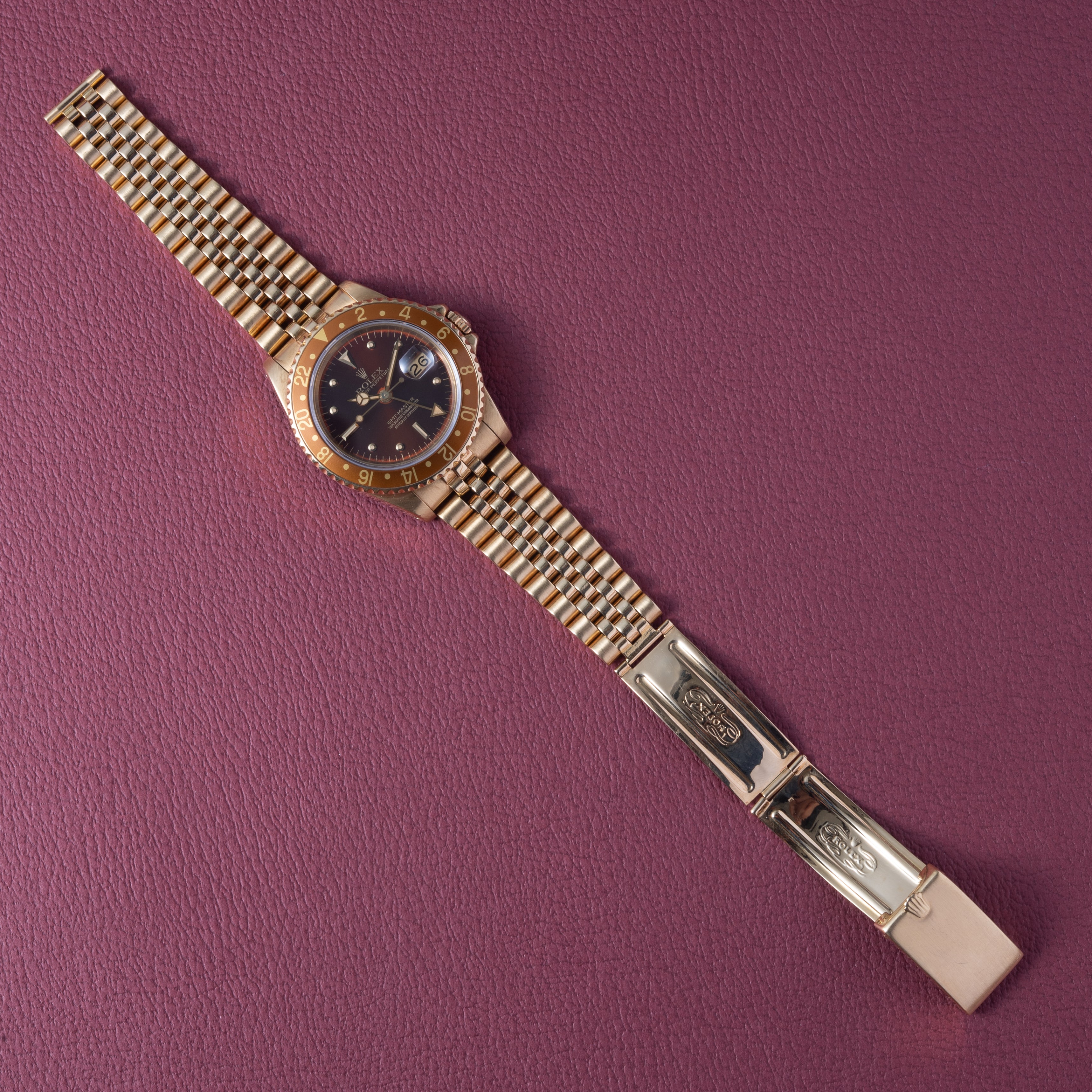 ロレックス GMTマスター 18金無垢茶ツボ 1981年製 Ref.16758 純正18金無垢ジュビリーブレス