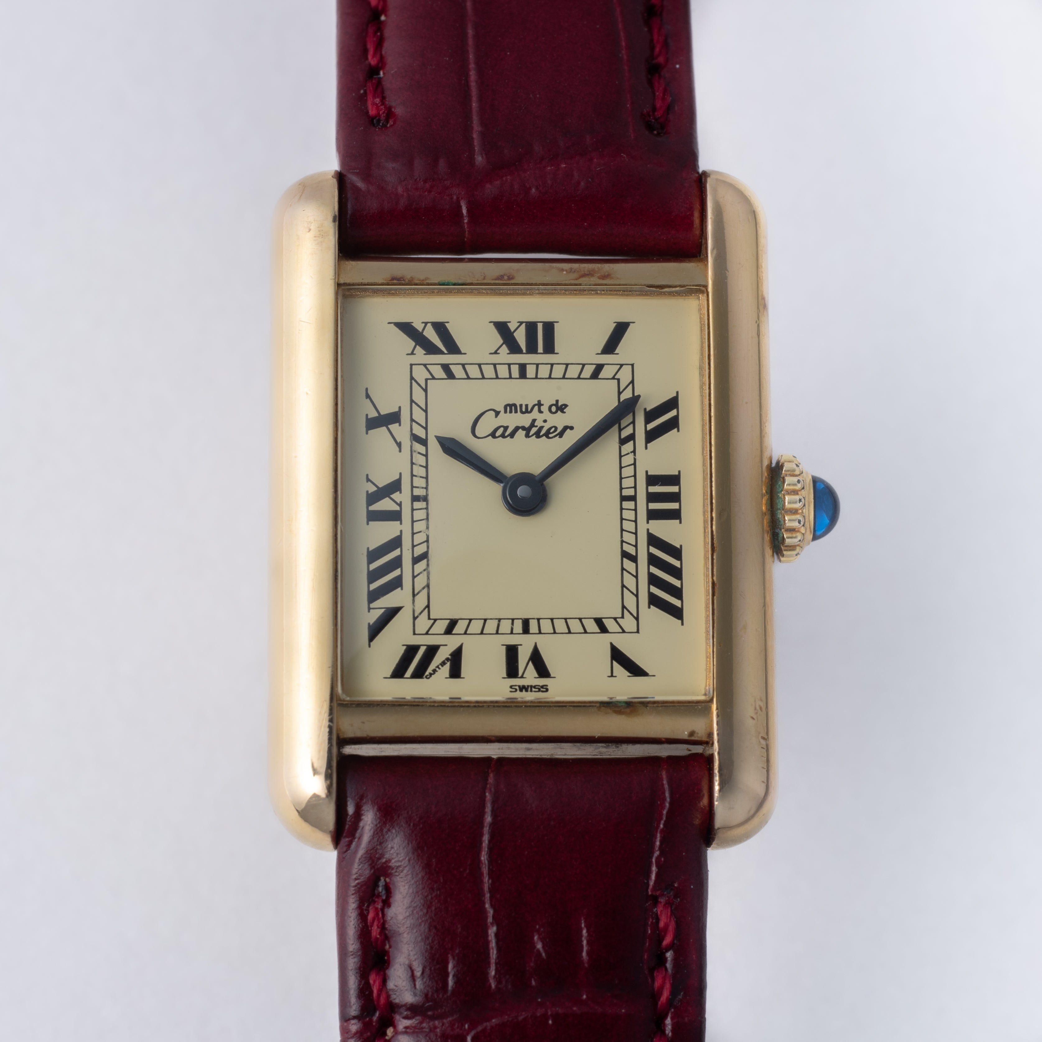 カルティエ マストタンク SMサイズ 手巻き 1980年代製 アイボリーローマンダイヤル 箱・ギャラ付き