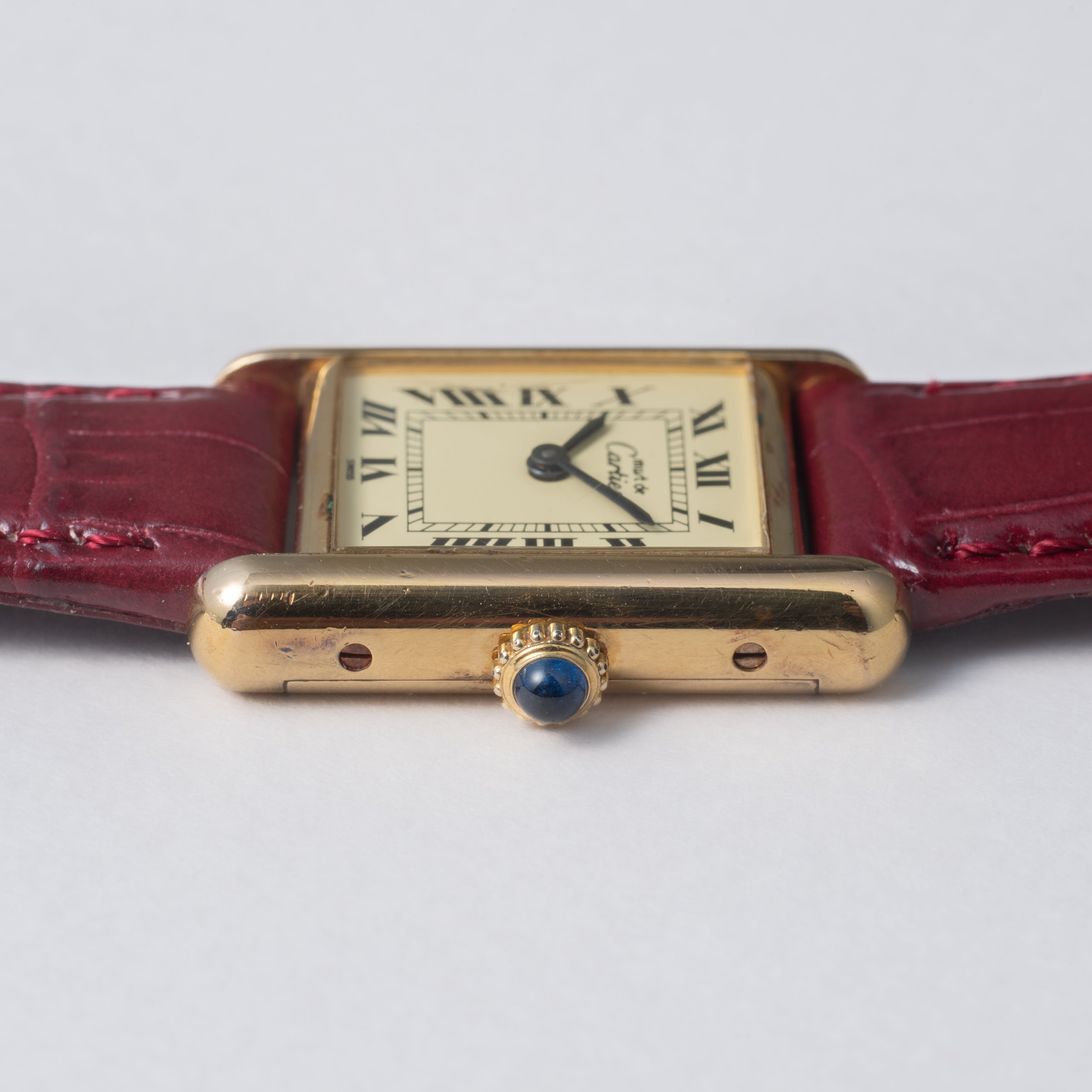 カルティエ マストタンク SMサイズ 手巻き 1980年代製 アイボリーローマンダイヤル 箱・ギャラ付き