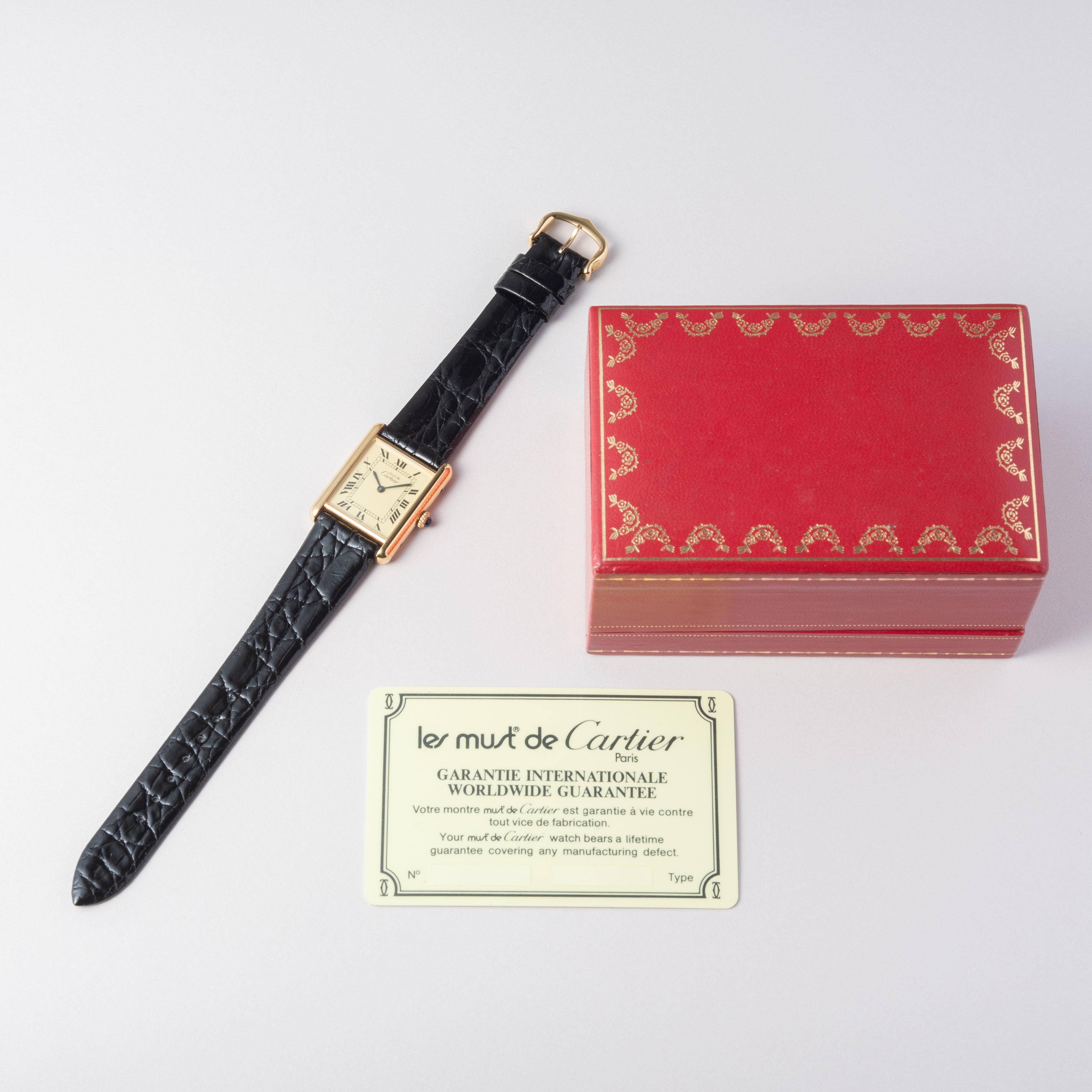カルティエ マストタンク LM 手巻き 1980年代製 アイボリーローマンダイヤル 箱付き