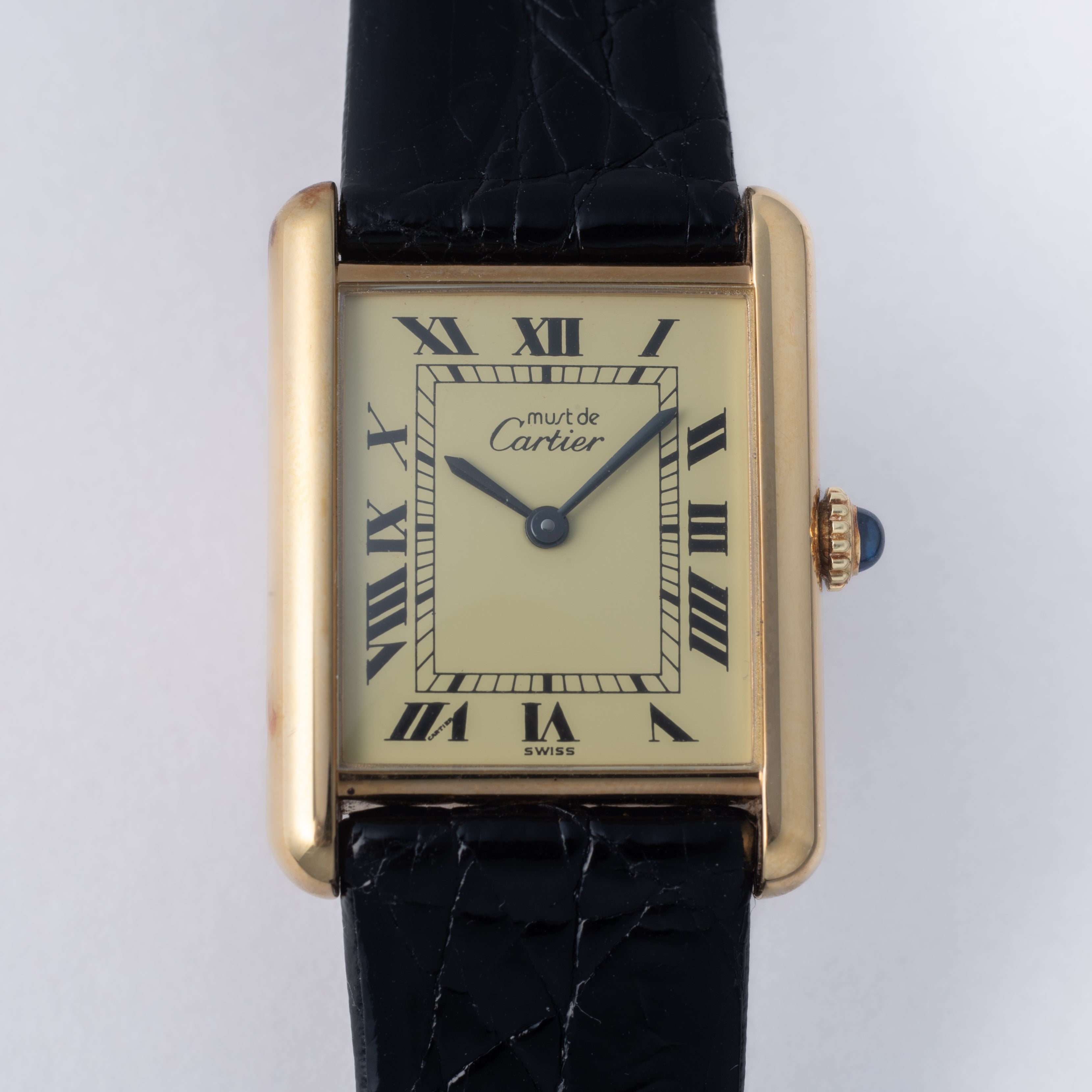 カルティエ マストタンク LM 手巻き 1980年代製 アイボリーローマンダイヤル 箱付き
