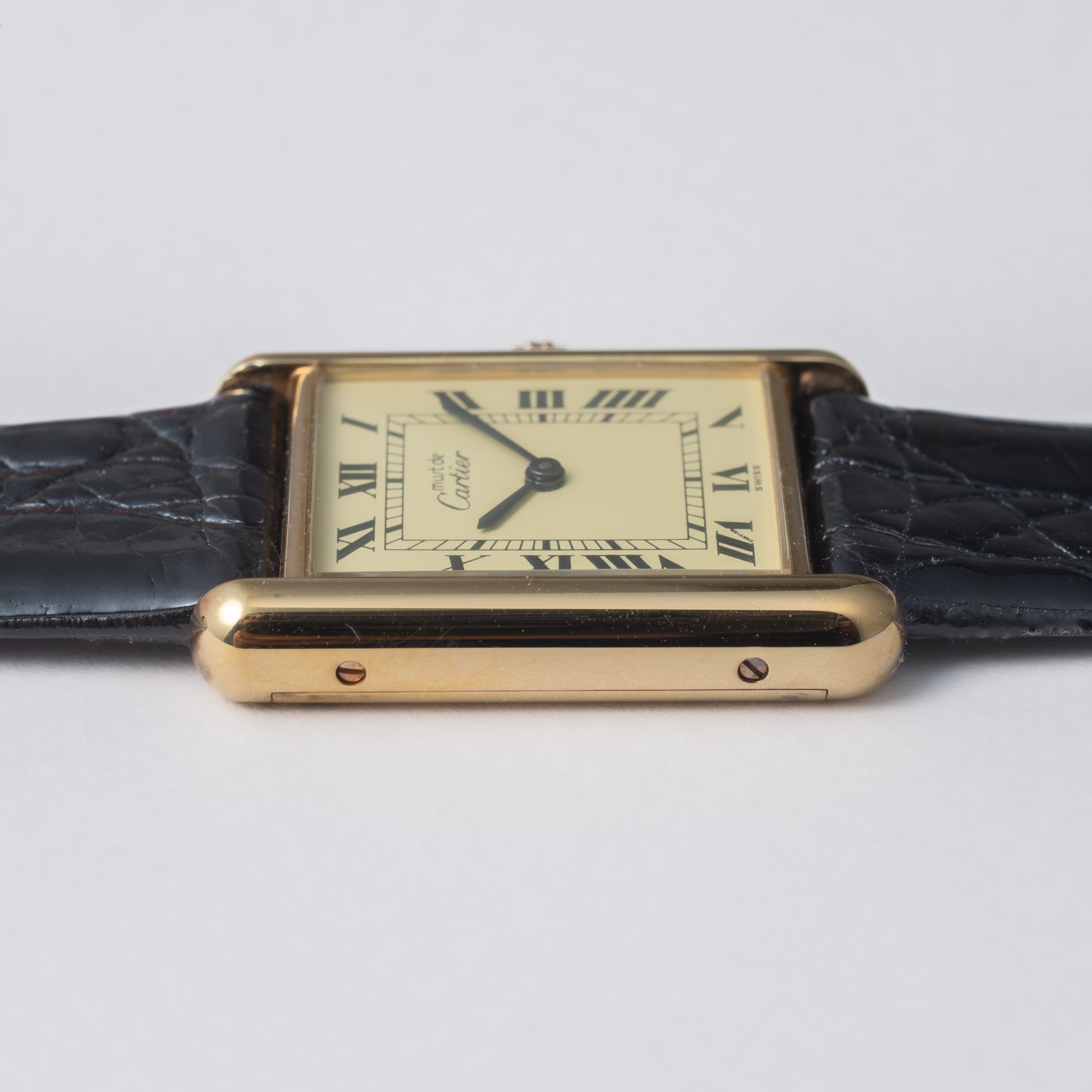 カルティエ マストタンク LM 手巻き 1980年代製 アイボリーローマンダイヤル 箱付き