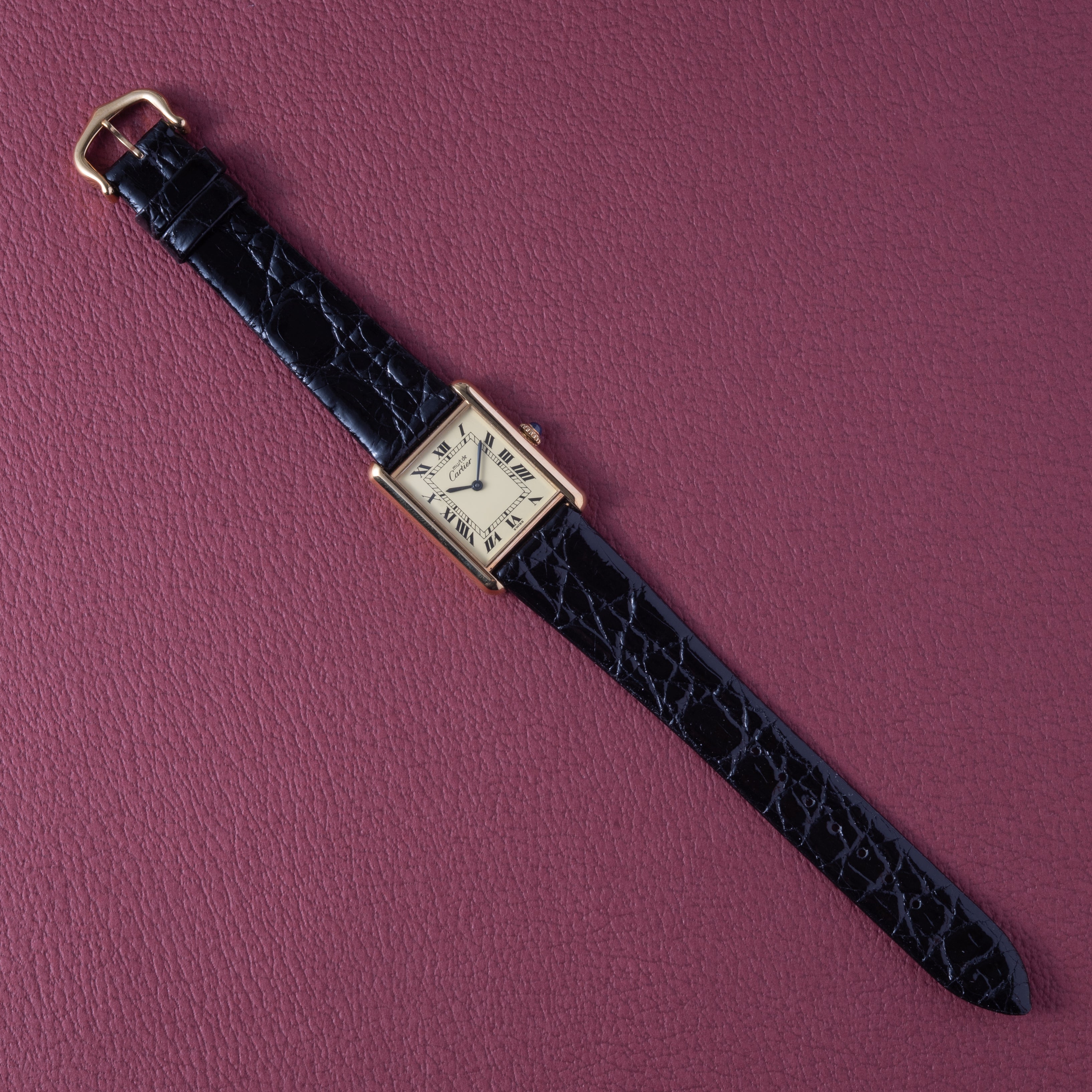 カルティエ マストタンク LM 手巻き 1980年代製 アイボリーローマンダイヤル 箱付き