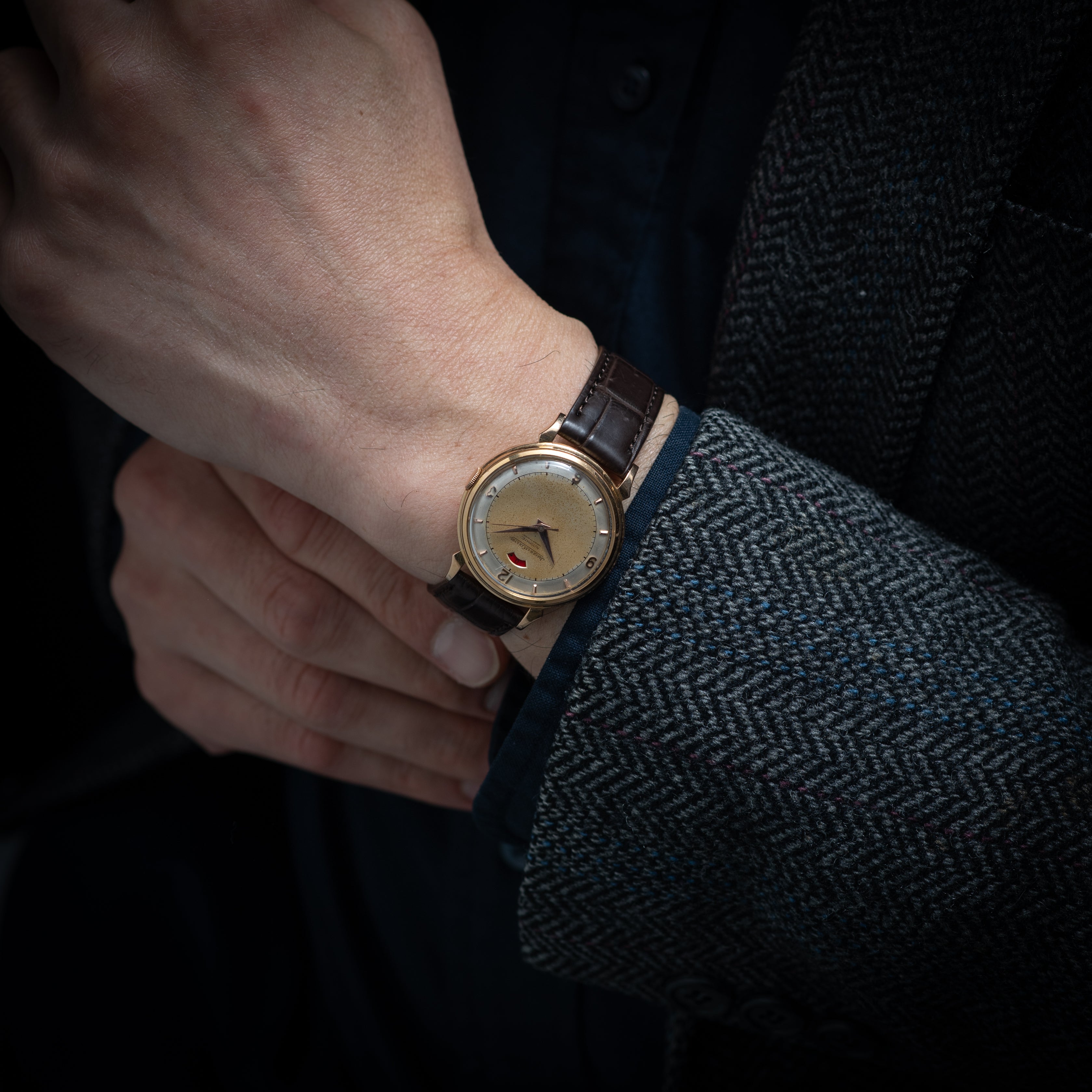 ジャガー・ルクルト 1950年代製 18金無垢フレンチケース インジケーター バンパーオートマチック