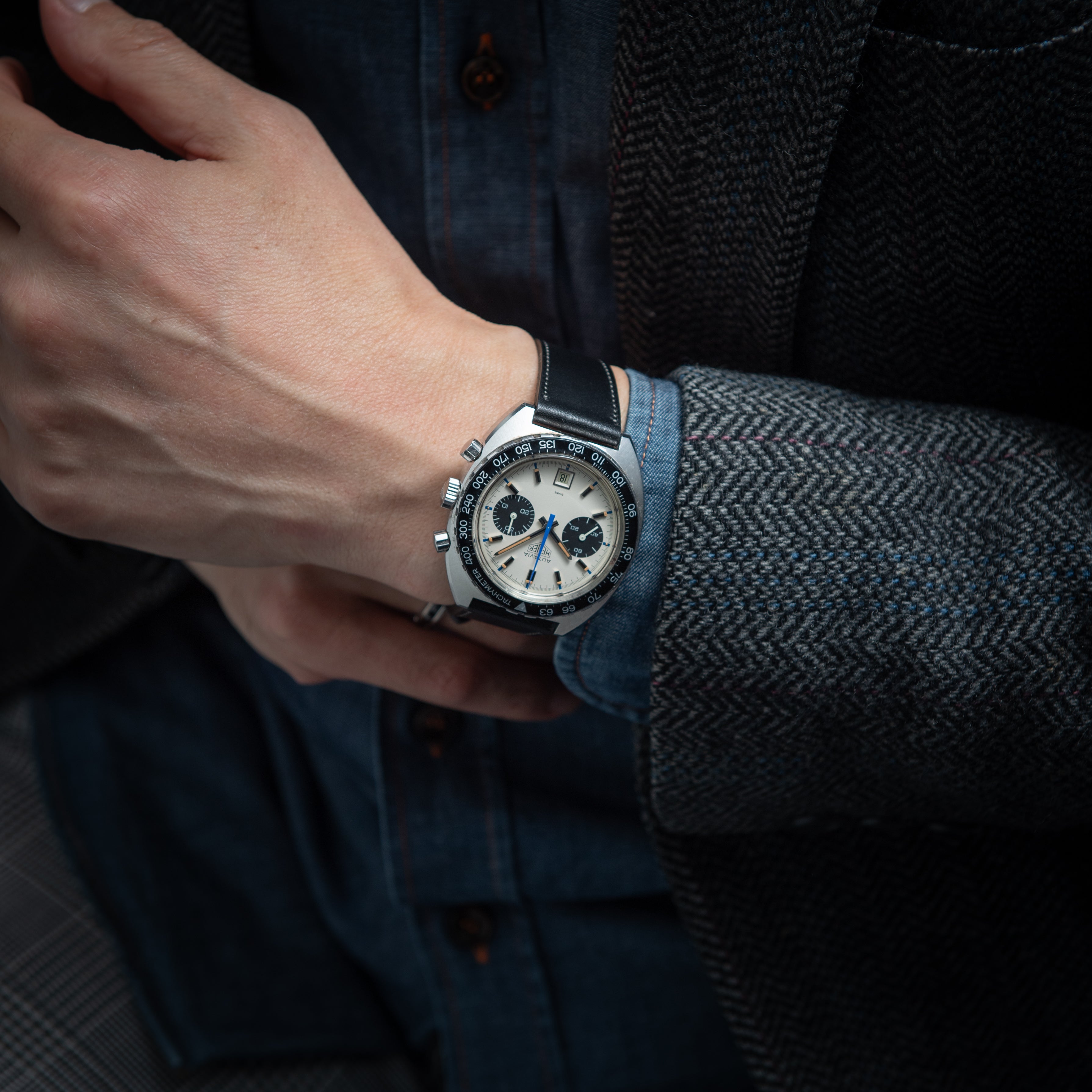 ホイヤー オータヴィア  クロノグラフ 1970年代 手巻 バルジューCal.7734 シフェール