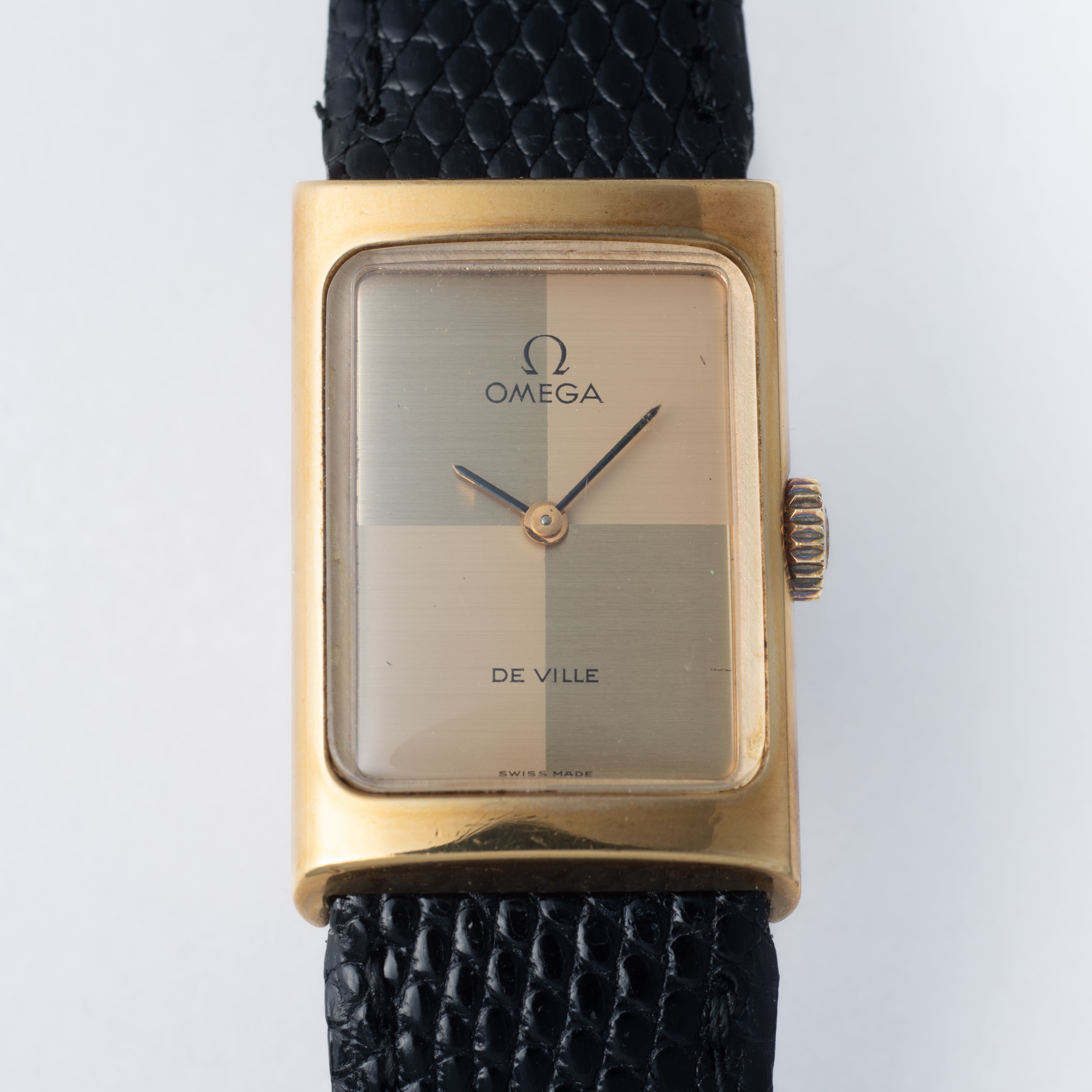 オメガ デ・ヴィル 金張り角型ケース クロスダイヤル 1973年製 手巻き