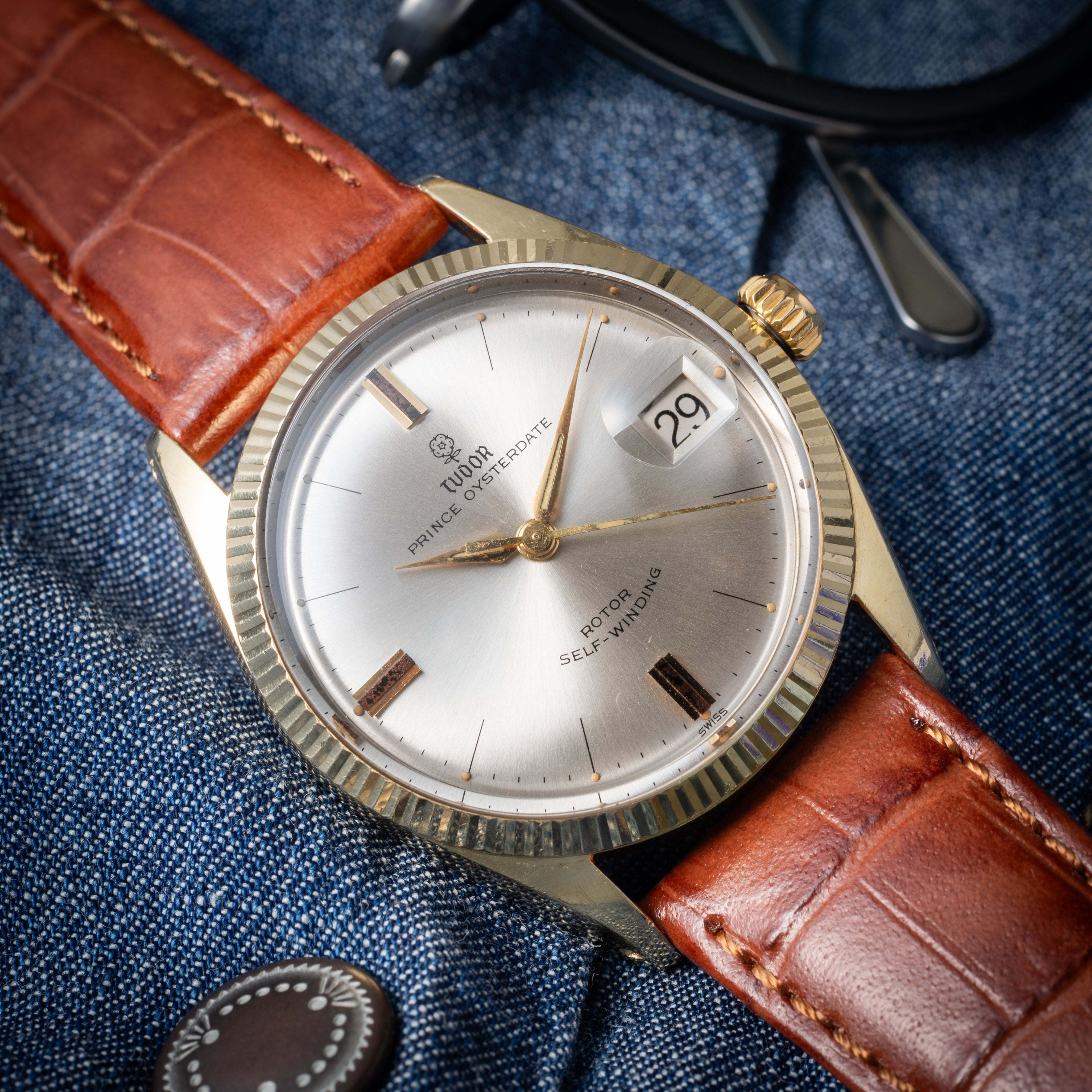 チューダー プリンスオイスターデイト 小バラ 金張り 1963年製 王冠リューズ 自動巻 フルーテッドベゼル