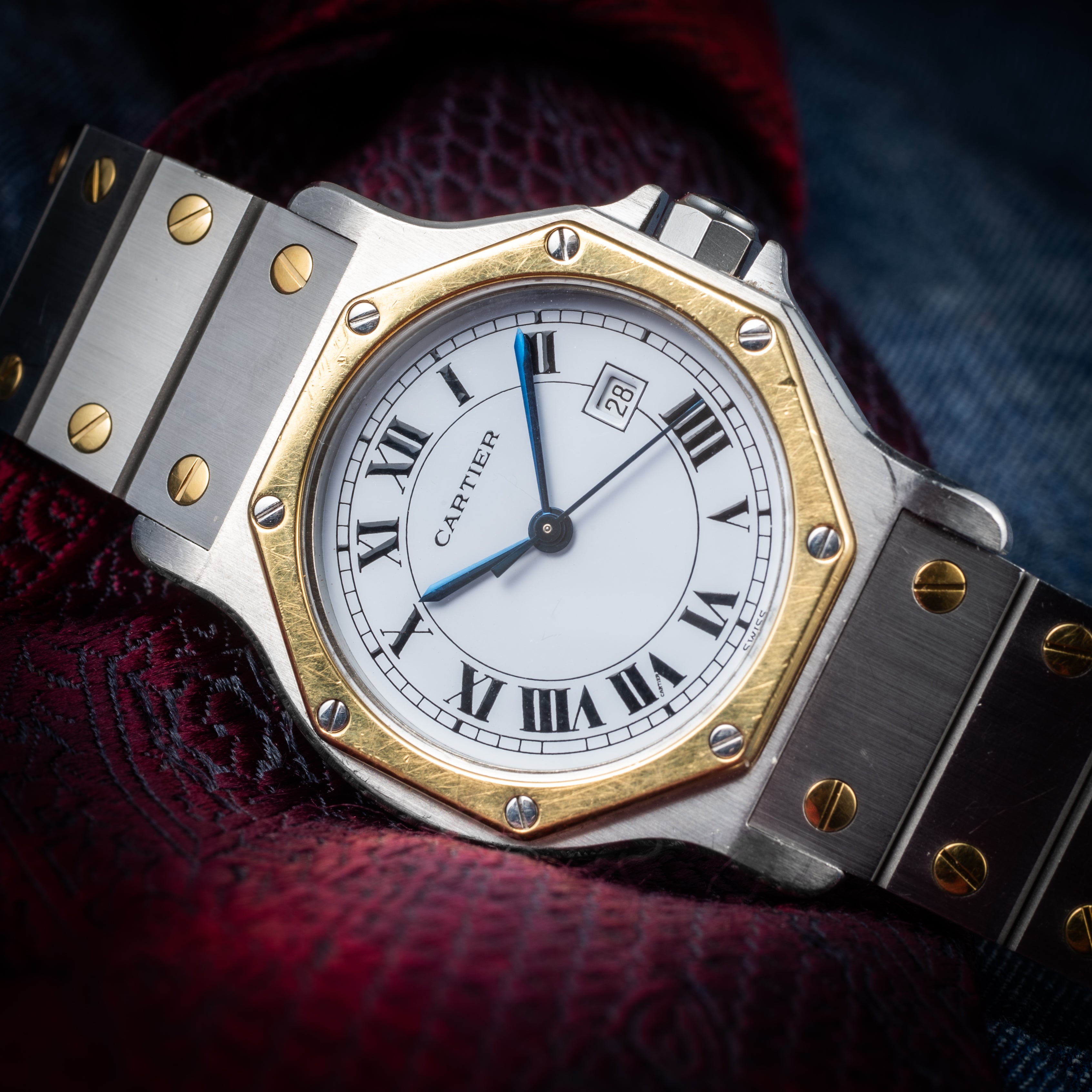 カルティエ サントス オクタゴン LMサイズ コンビ 自動巻