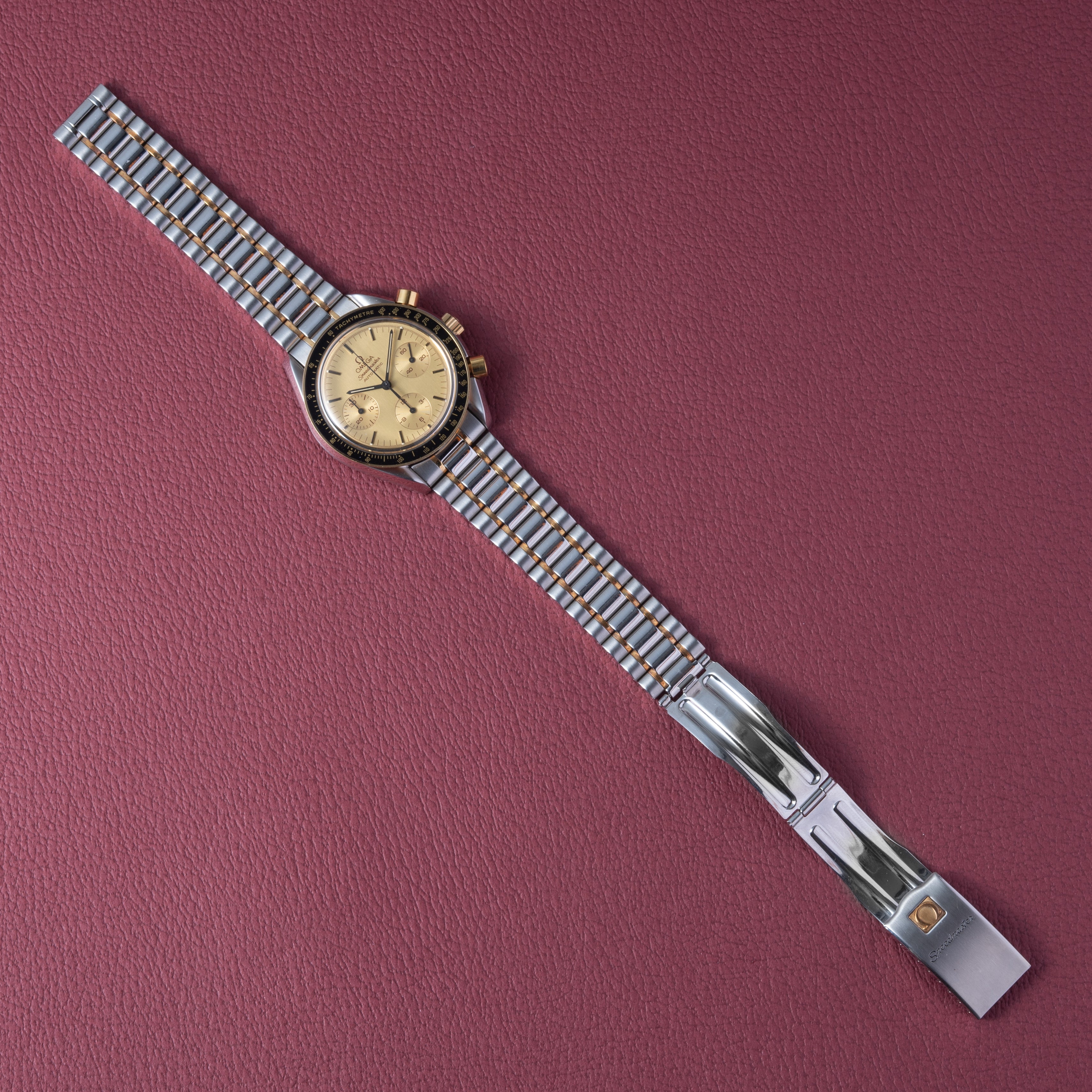 オメガ スピードマスター オートマチック コンビ 1989年製 純正コンビブレス 裏蓋シール付き