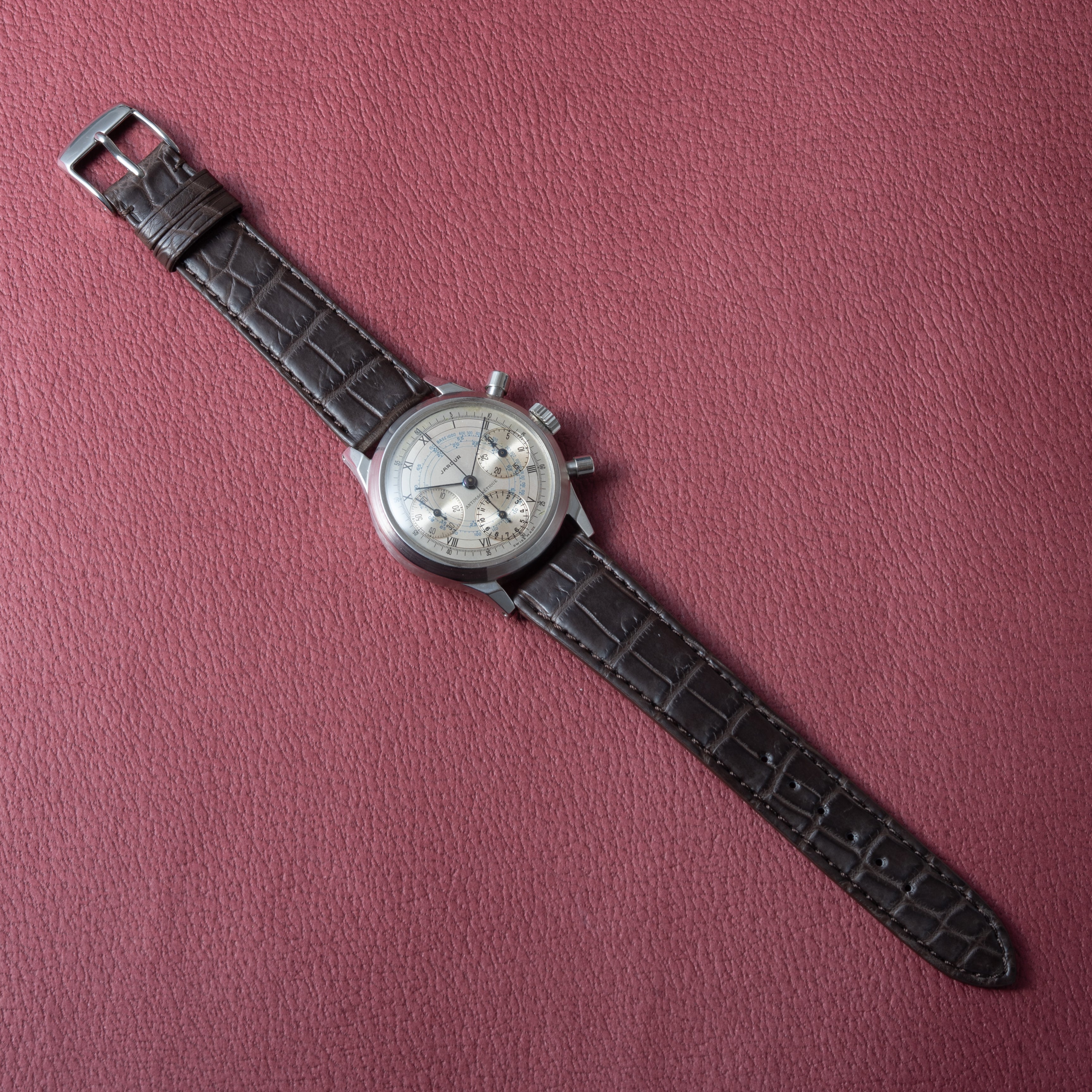 ジャードゥー 38㎜3レジスタークロノグラフ 1940年代製 バルジュー71 JARDUR スピルマンケース