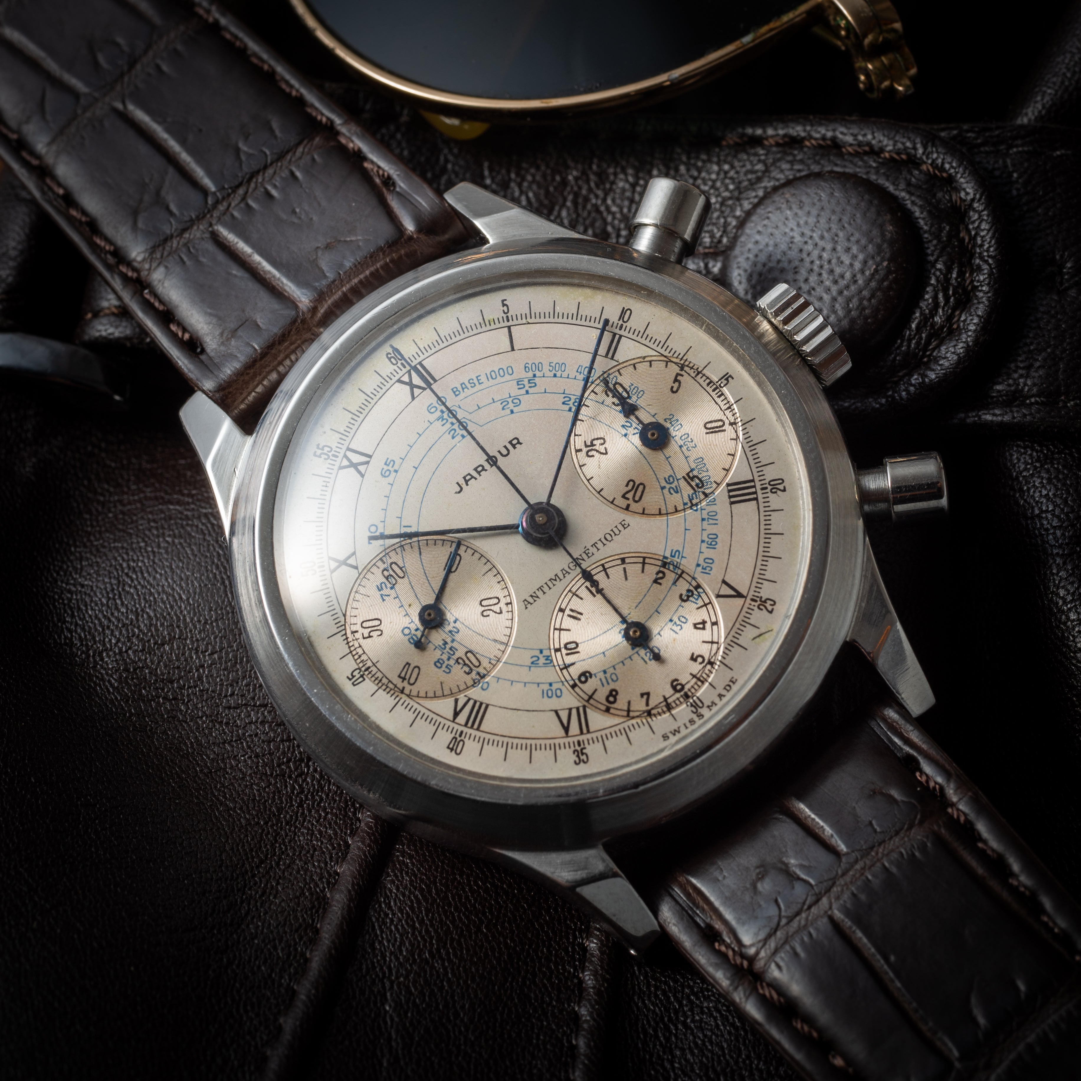 ジャードゥー 38㎜3レジスタークロノグラフ 1940年代製 バルジュー71 JARDUR スピルマンケース
