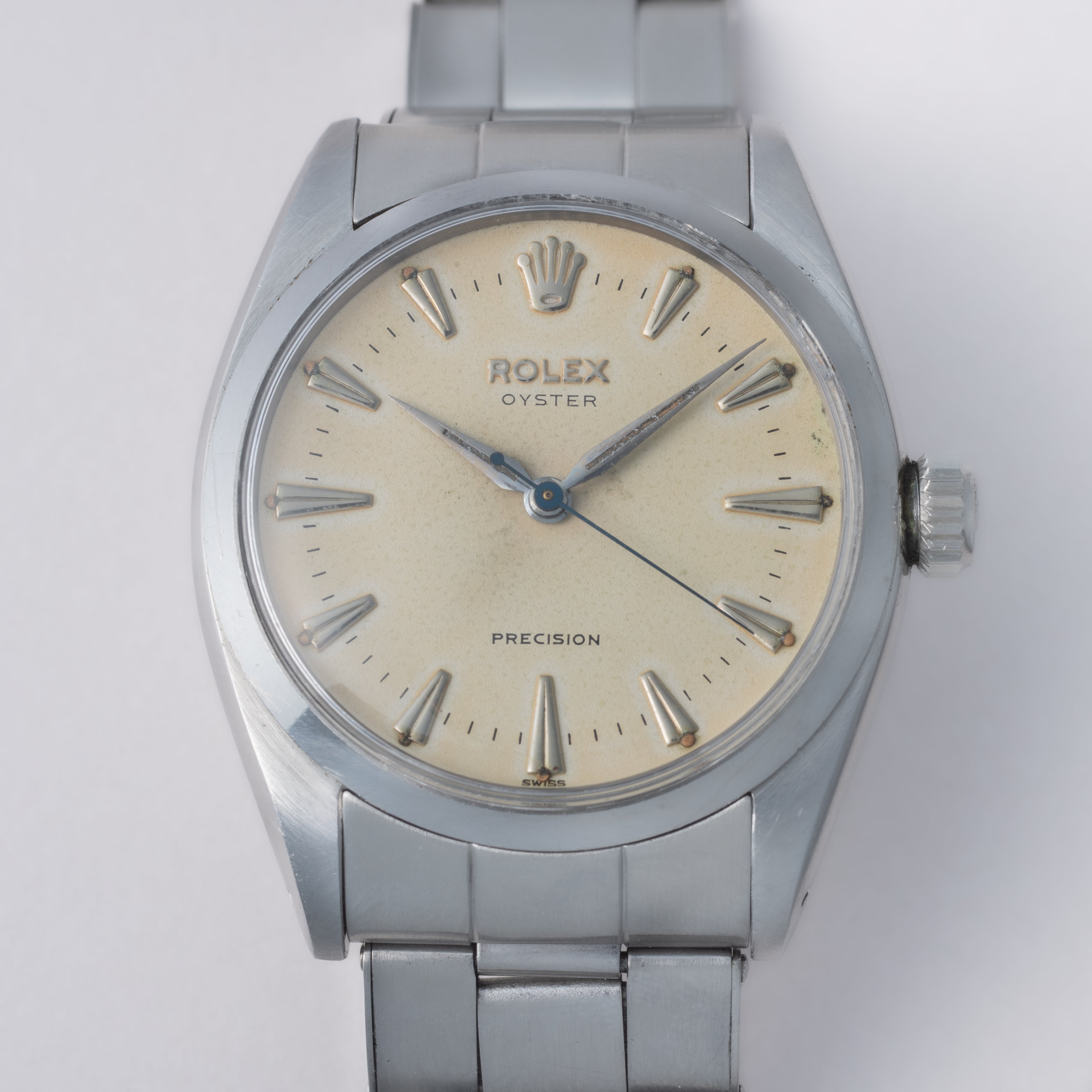 ロレックス オイスター アイボリーダイヤル 手巻き Ref.6422 1956年製 純正リベットブレス
