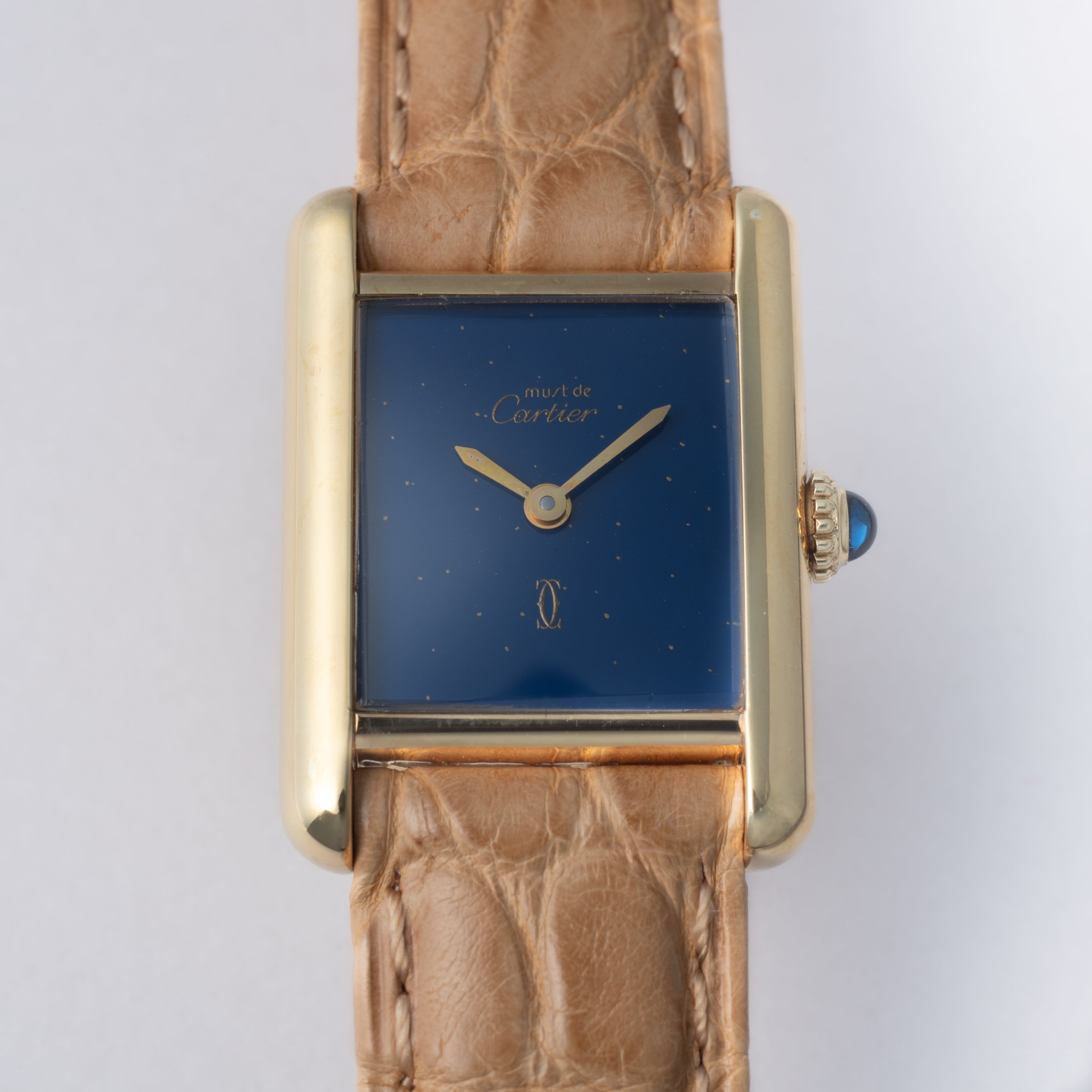 カルティエ マストタンク 1980年代製 SMサイズ 手巻き ラピスブルーダイヤル ギャラ付き