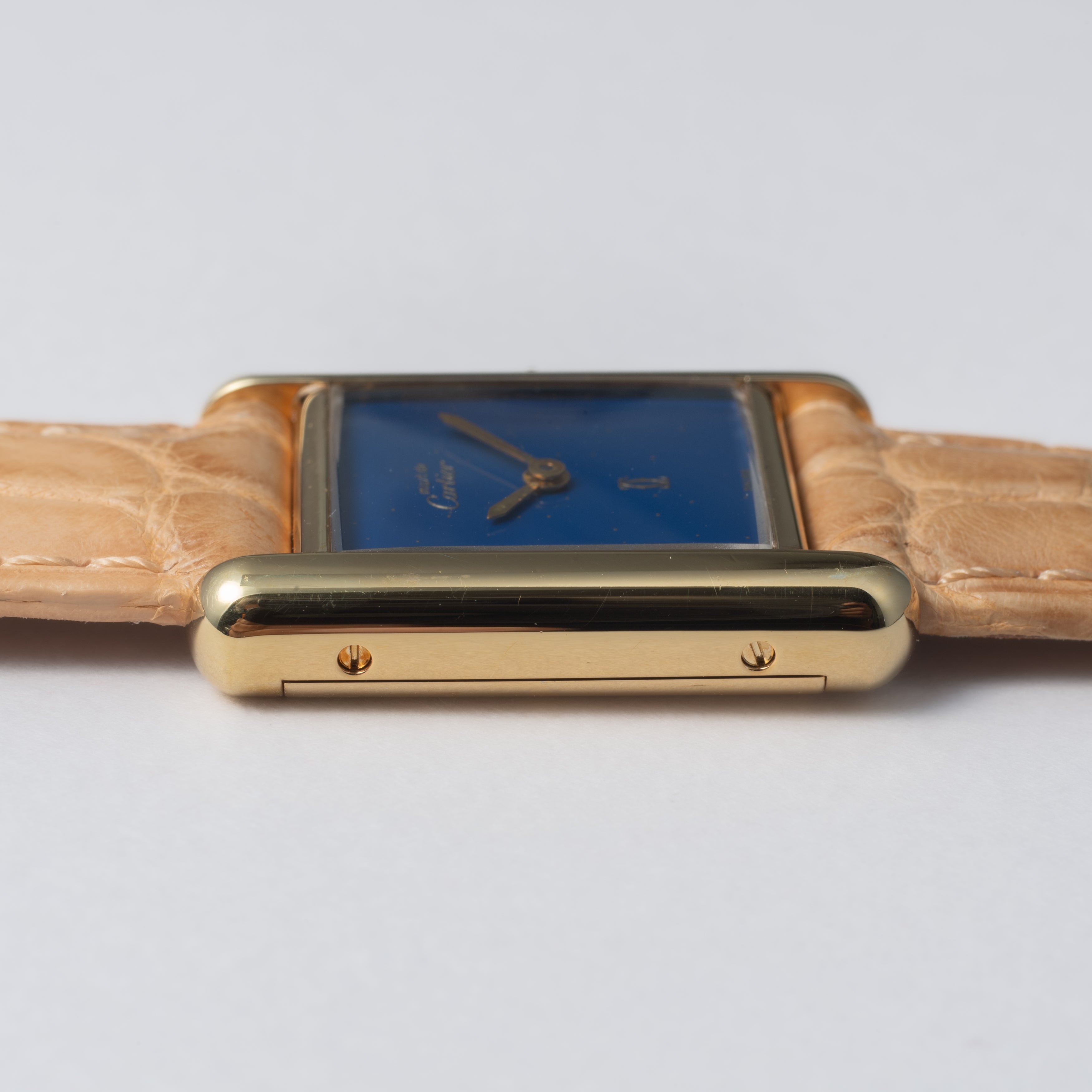 カルティエ マストタンク 1980年代製 SMサイズ 手巻き ラピスブルーダイヤル ギャラ付き