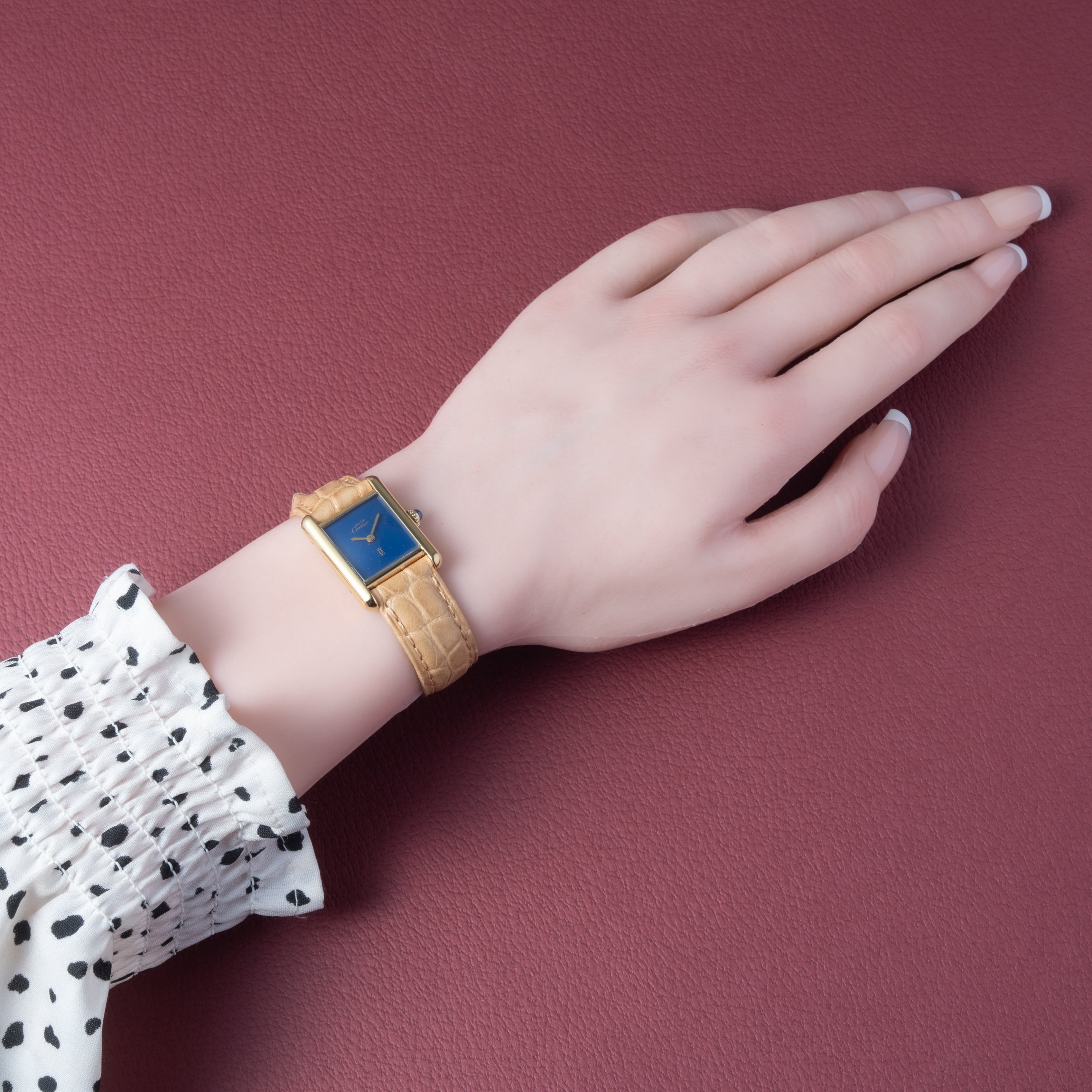 カルティエ マストタンク 1980年代製 SMサイズ 手巻き ラピスブルーダイヤル ギャラ付き