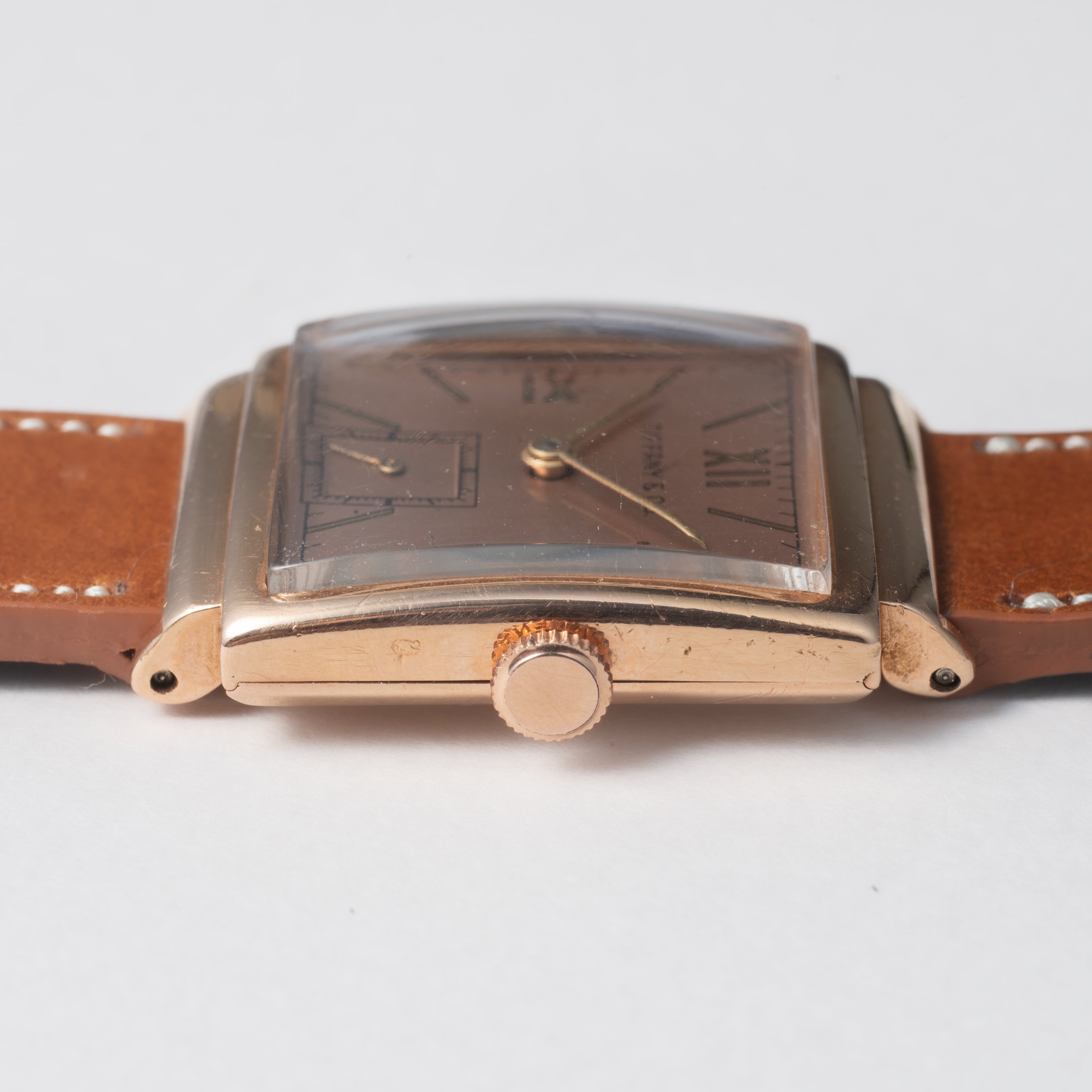 ティファニー モバード製 14金無垢ピンクゴールドスクエアケース 1940年代製 手巻き