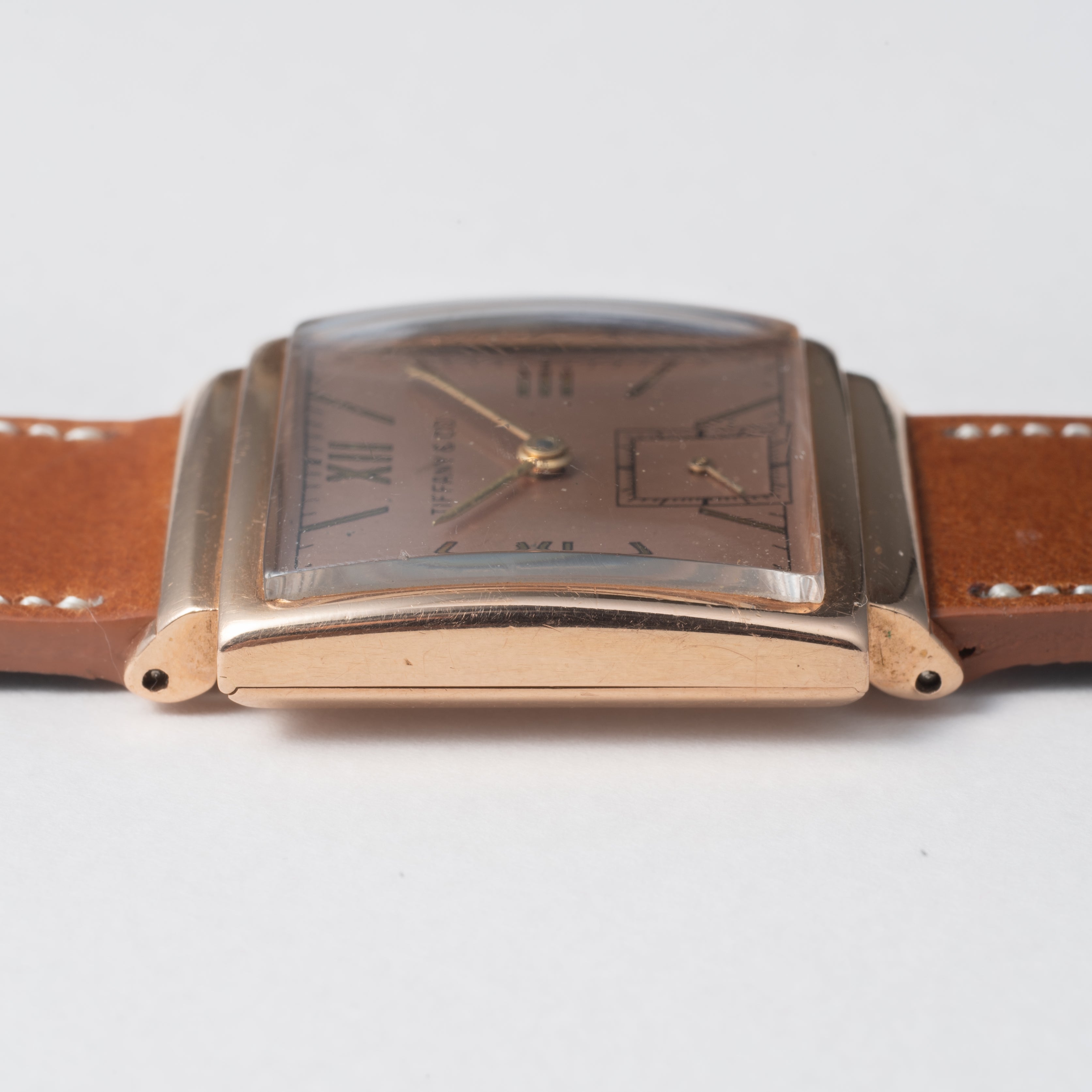 ティファニー モバード製 14金無垢ピンクゴールドスクエアケース 1940年代製 手巻き