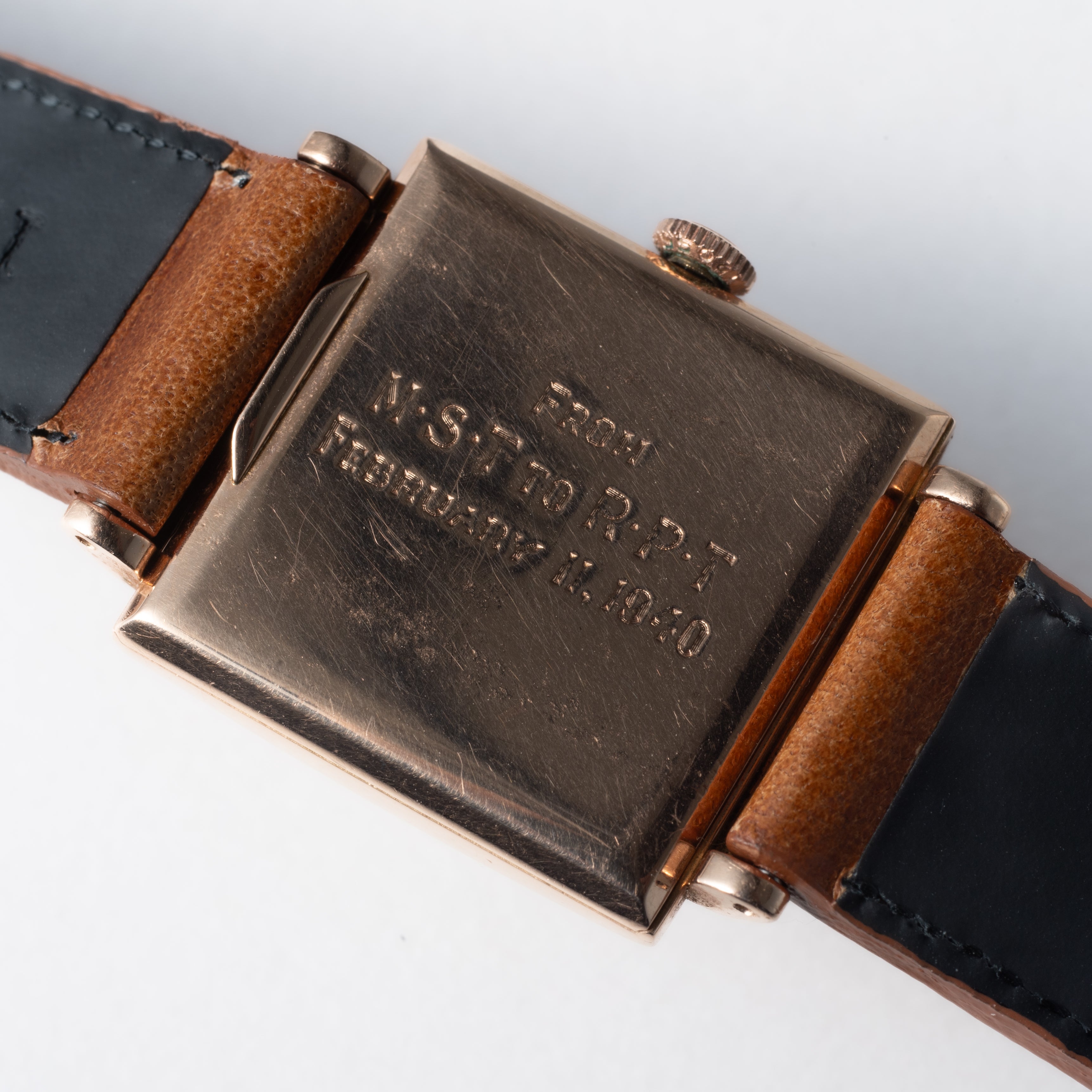 ティファニー モバード製 14金無垢ピンクゴールドスクエアケース 1940年代製 手巻き