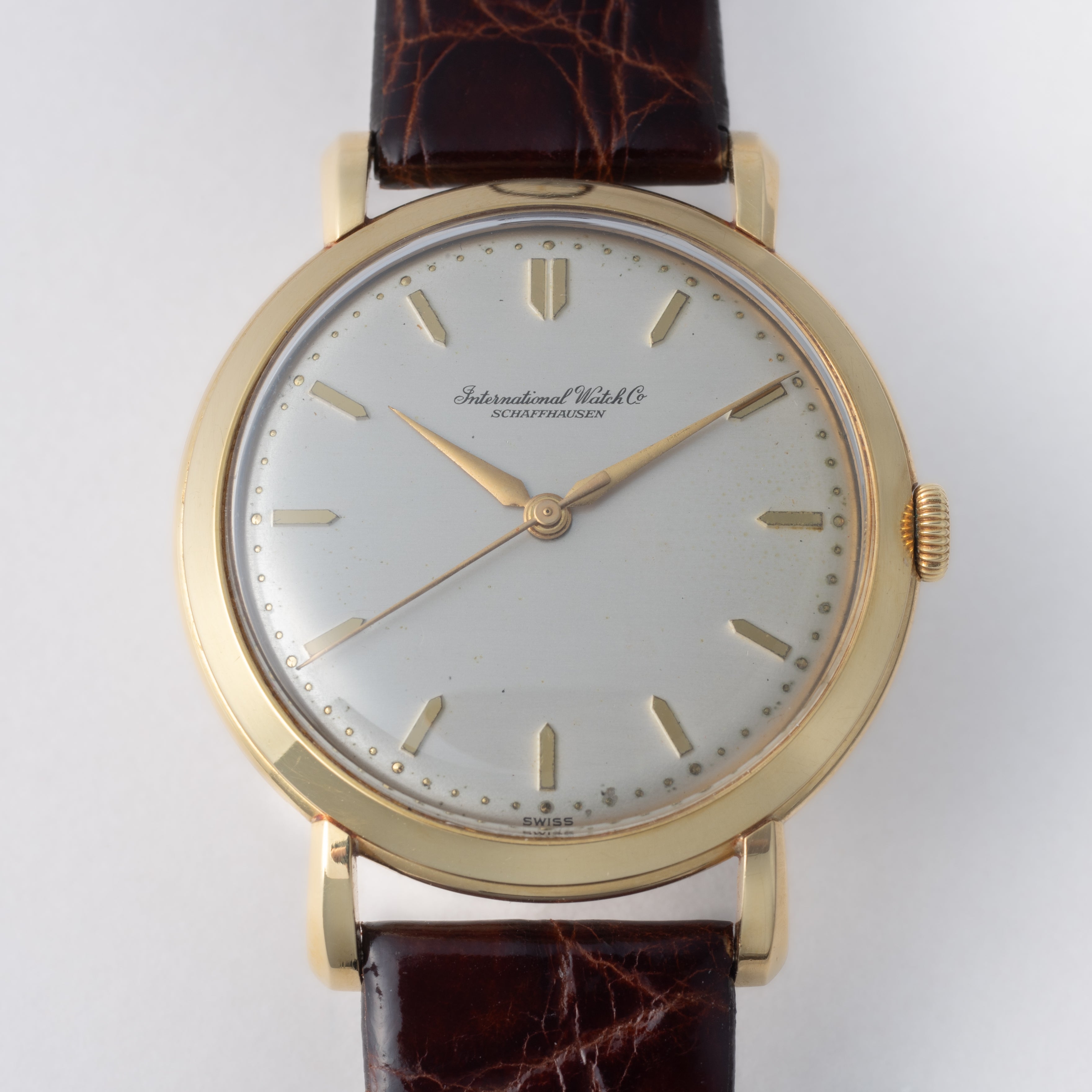 IWC ラウンドケース 18金無垢 手巻き 1955年製 Cal.89