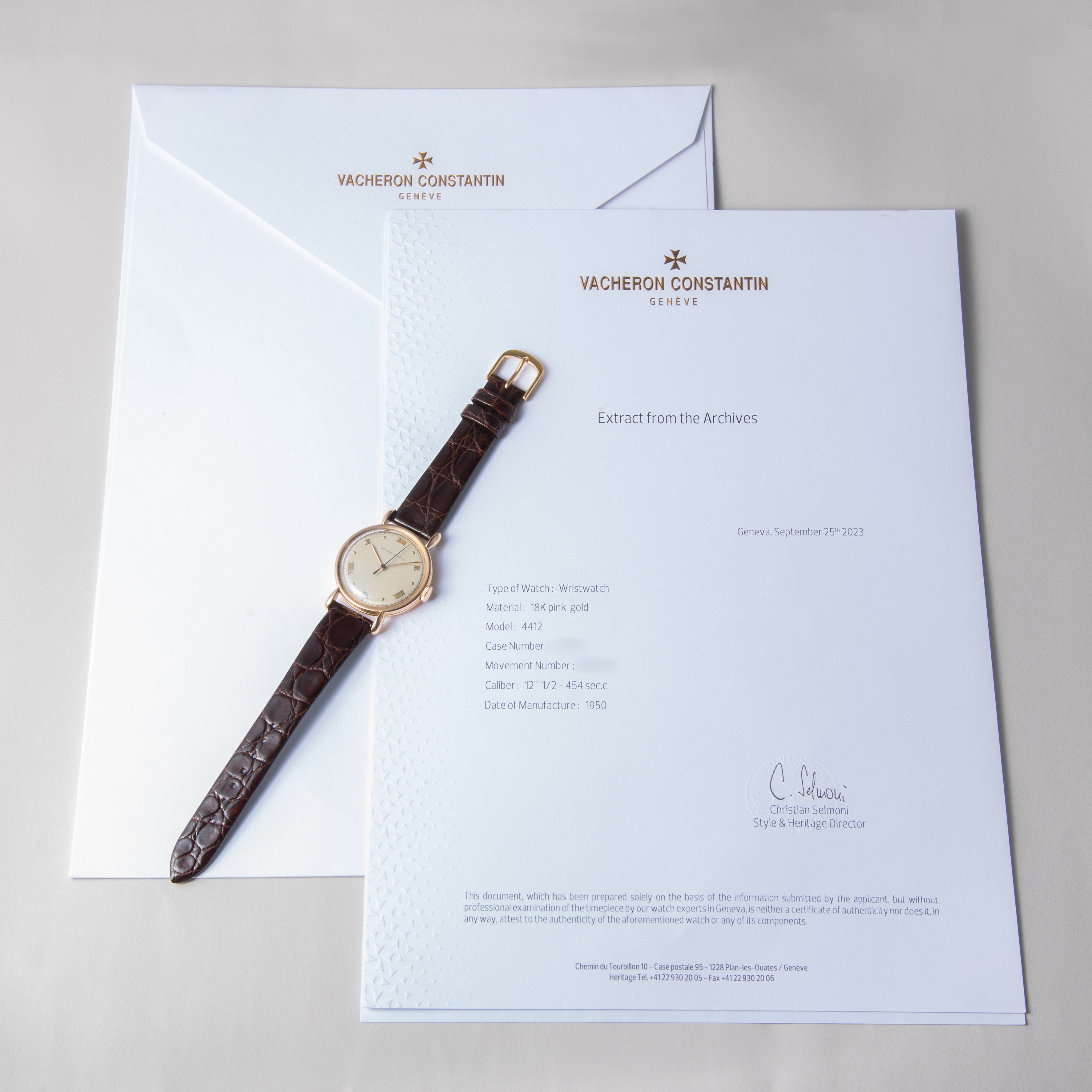 ヴァシュロン・コンスタンタン ティアドロップラグ 18金無垢ピンクゴールド 1950年製 アーカイブ付き