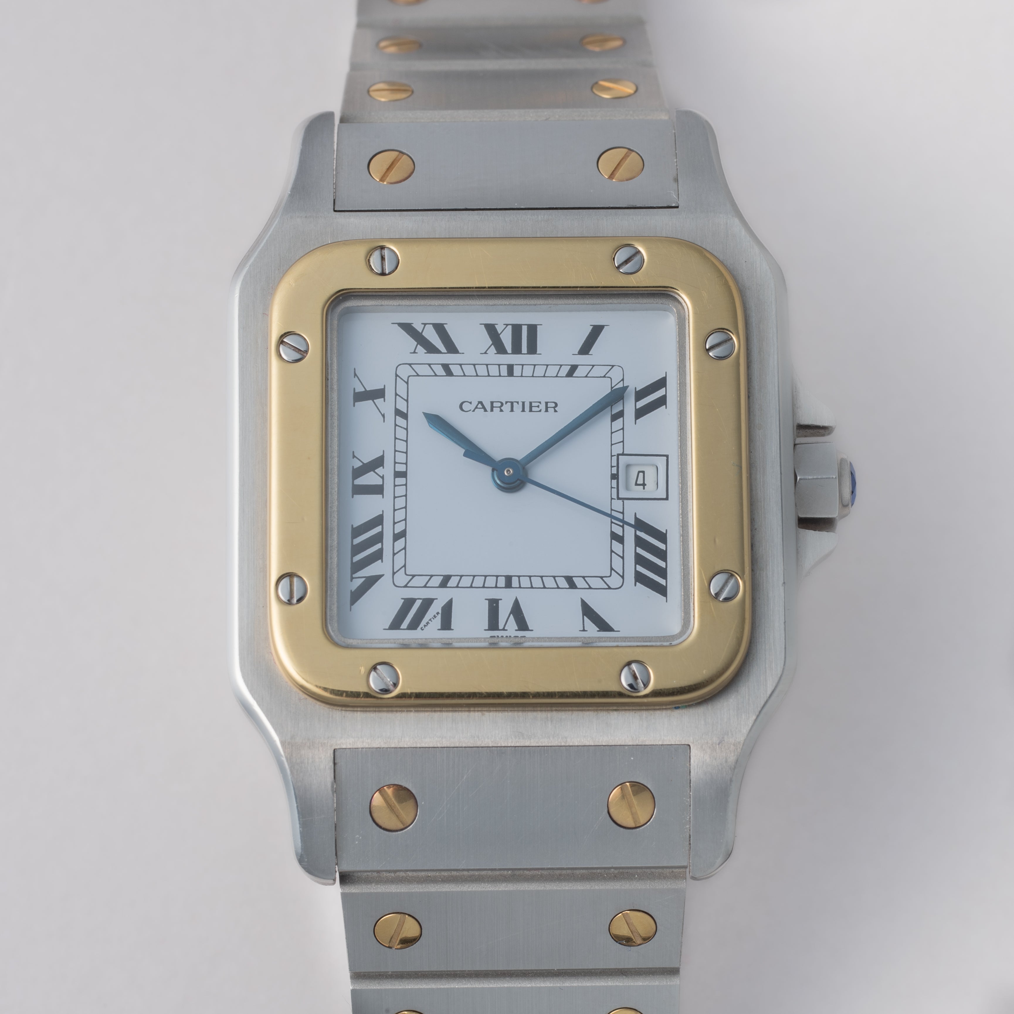 カルティエ サントス LMサイズ コンビ 自動巻き 1980年代製 ホワイトローマン