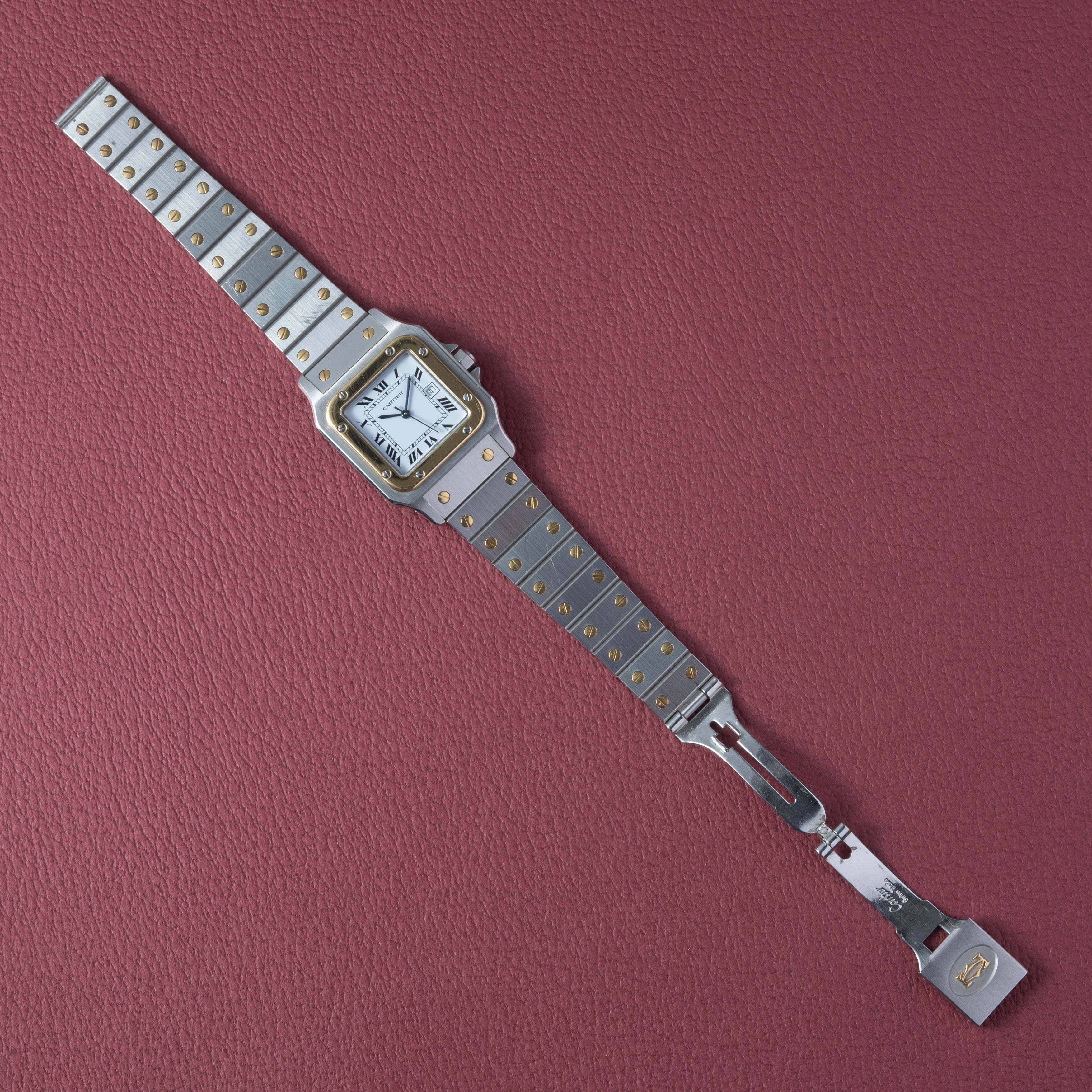 カルティエ サントス LMサイズ コンビ 自動巻き 1980年代製 ホワイトローマン