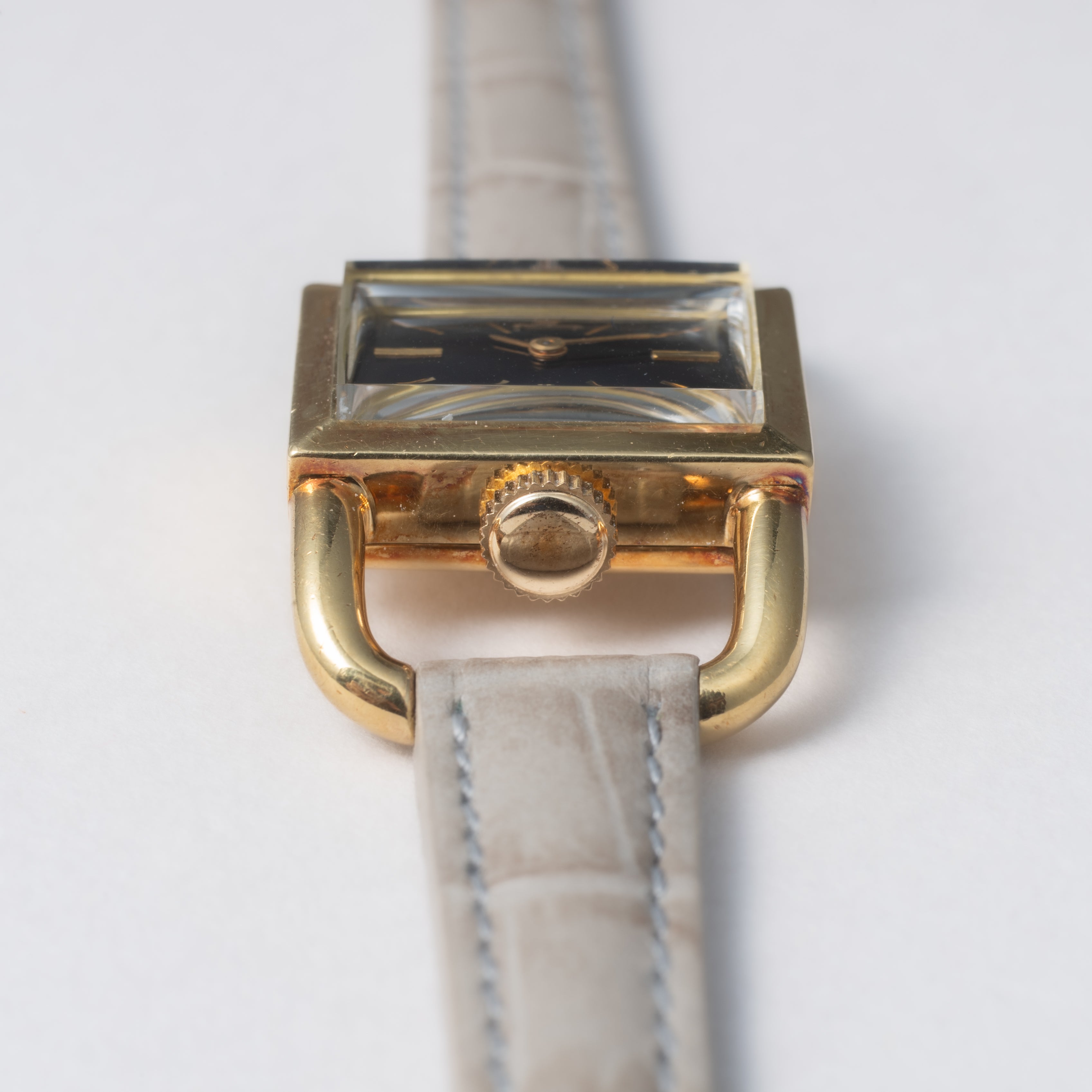 ジャガー・ルクルト 18金無垢レディースウォッチ エトリエ 1970年代製 ブラックダイヤル 手巻き