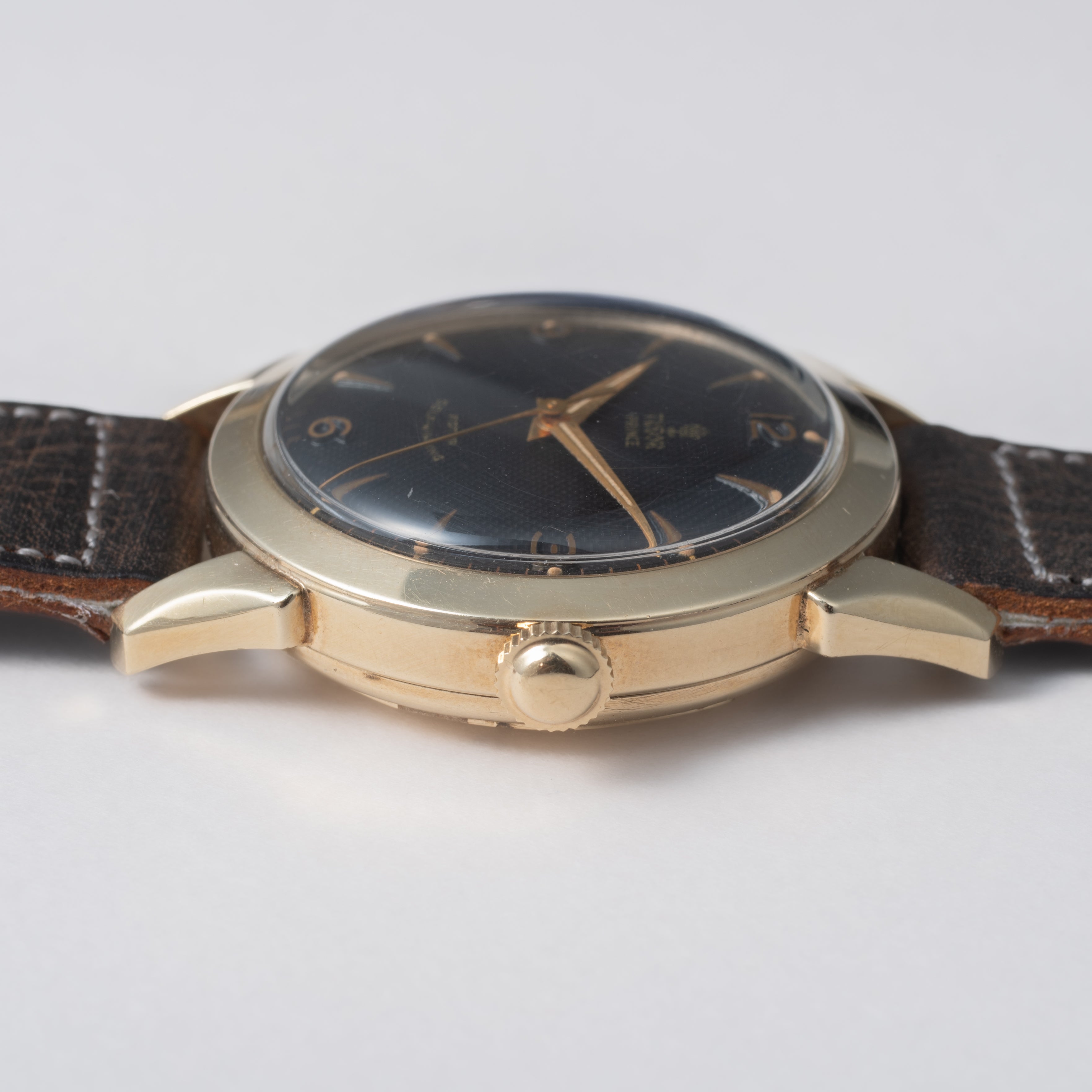 チューダー 小薔薇プリンス ブラックギョーシェダイヤル 1950年代製 自動巻き Cal.390 バタフライローター 10KGF