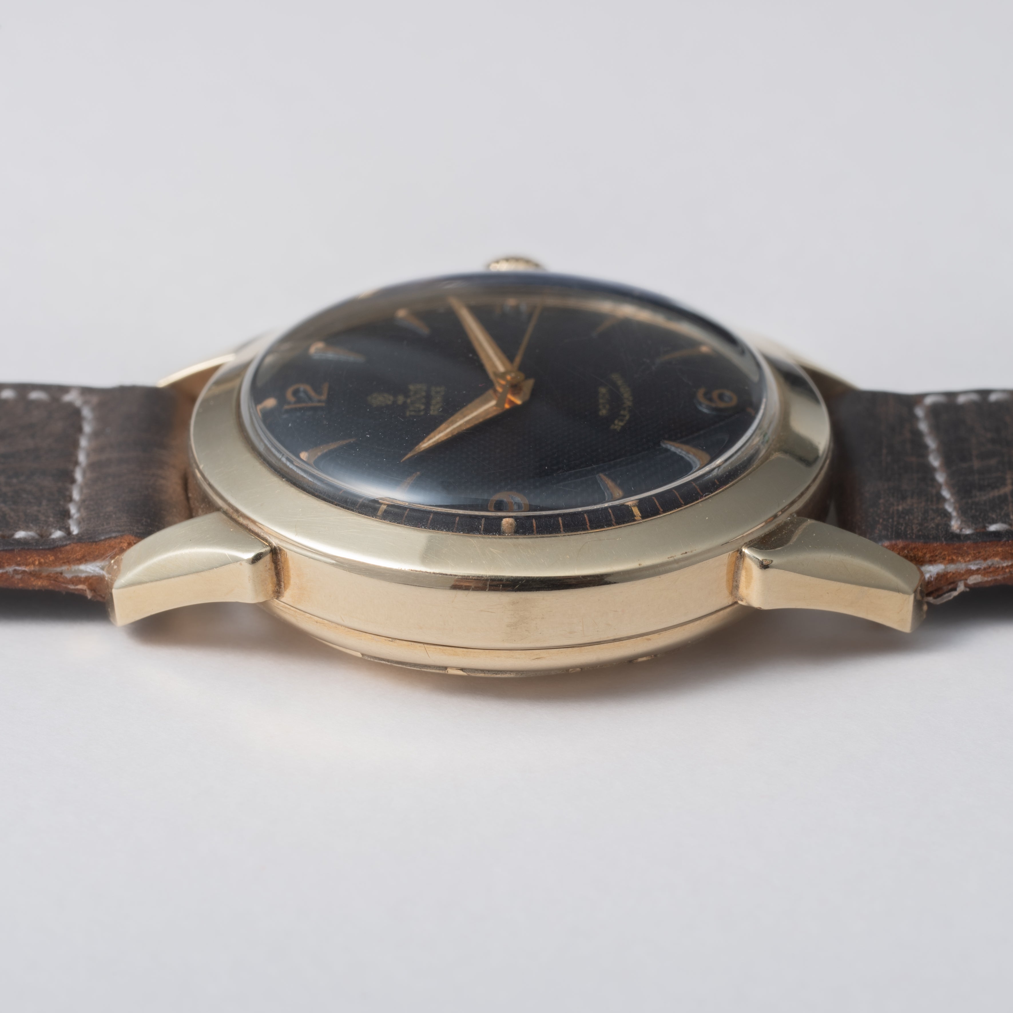 チューダー 小薔薇プリンス ブラックギョーシェダイヤル 1950年代製 自動巻き Cal.390 バタフライローター 10KGF